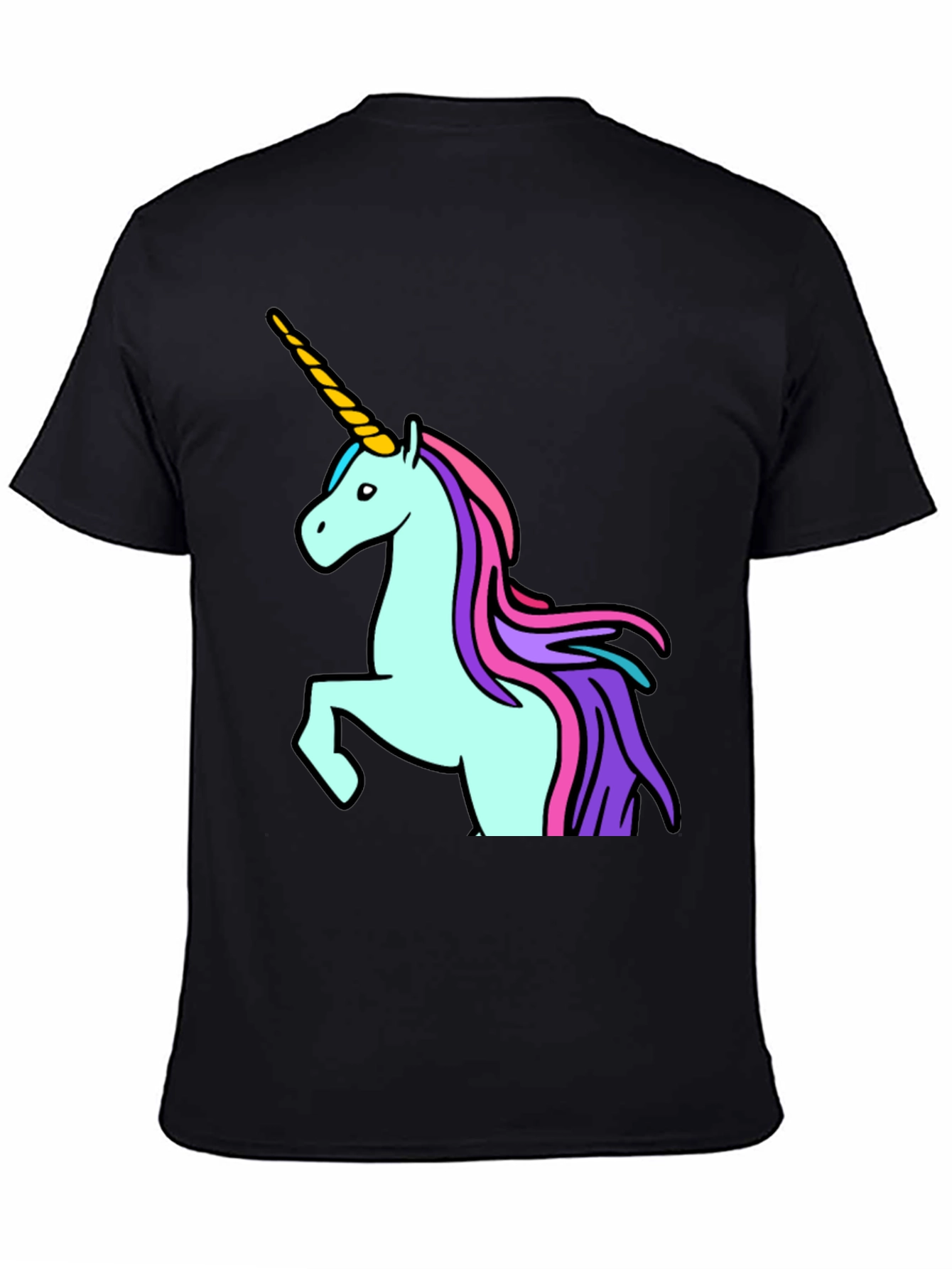 Black Unicorn Graphic Tee - Black Cotton T-Shirt view 4
