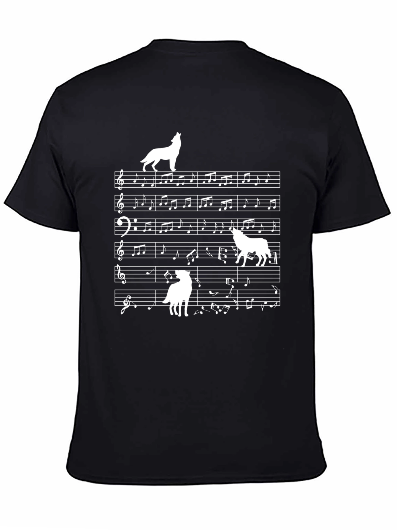 Black Musical Wolf T-Shirt view 4