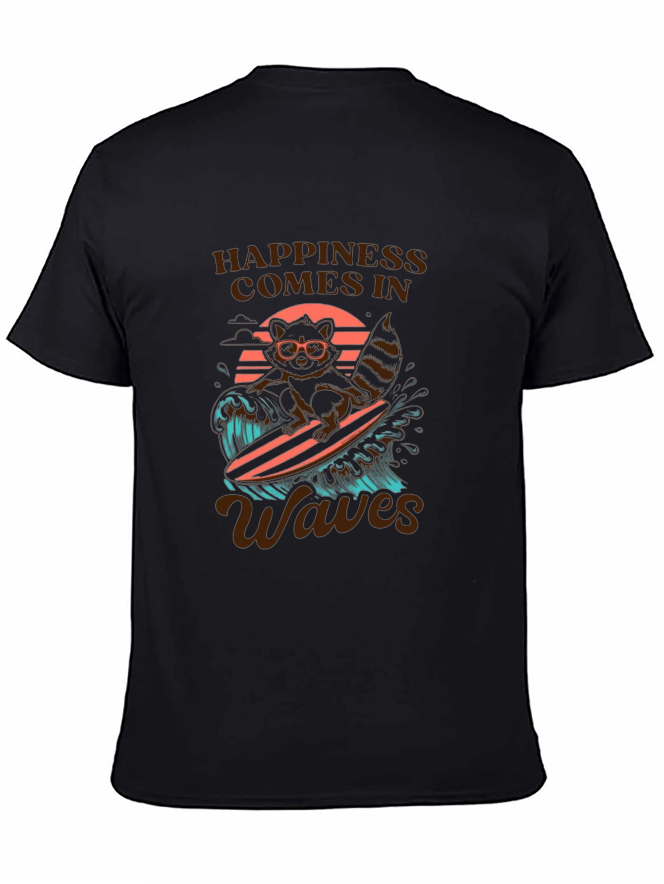 Black Happiness Waves Graphic Tee view 4