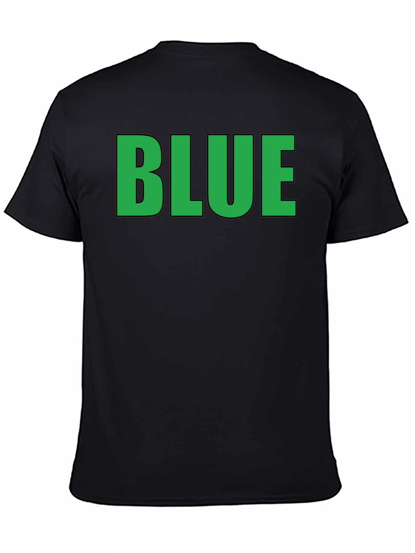 Black Funny Graphic Tee - BLUE (Green Text) - Adult T-Shirt view 4