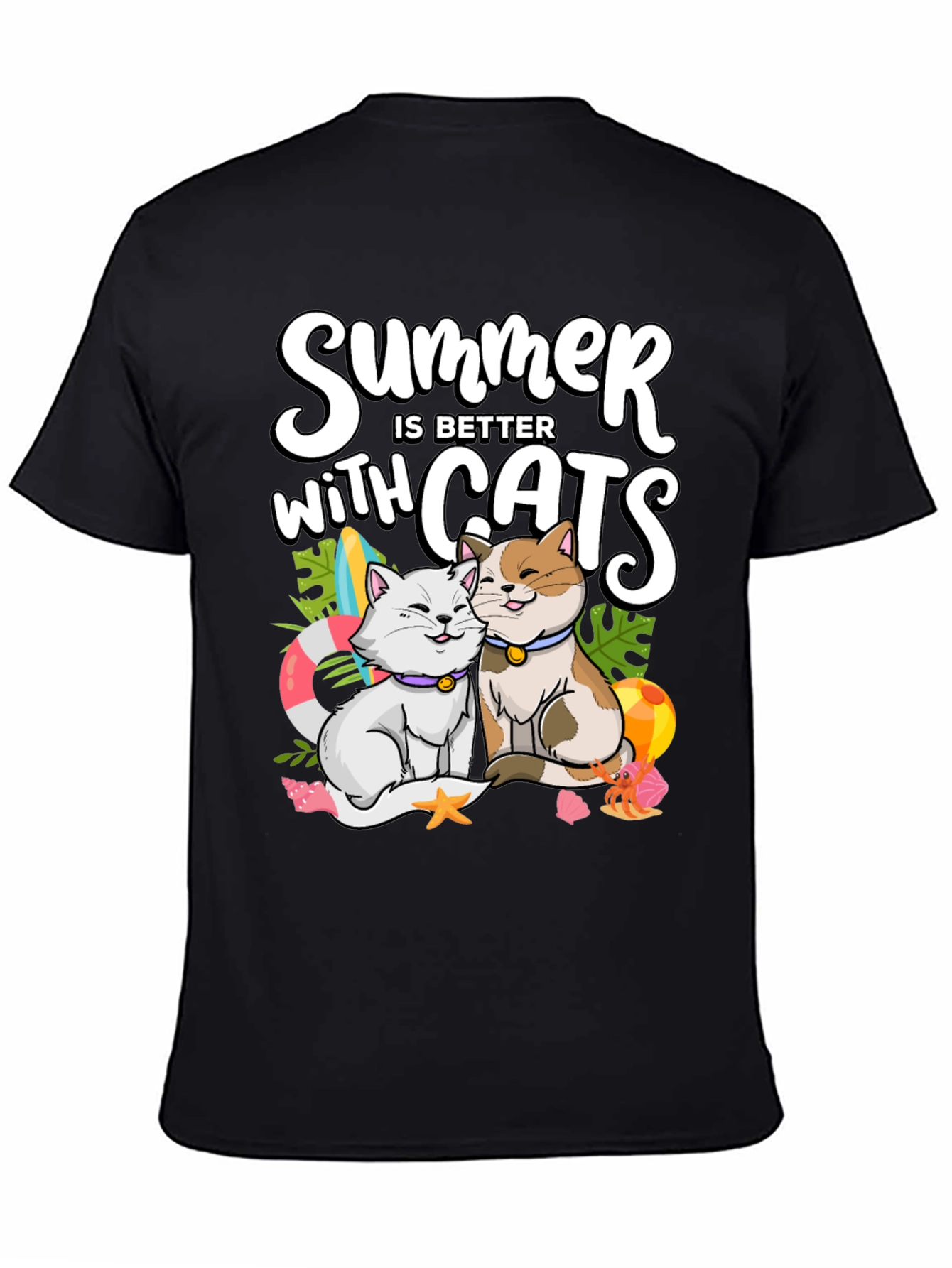 Black Summer Cats T-Shirt: Better with Cats! view 4