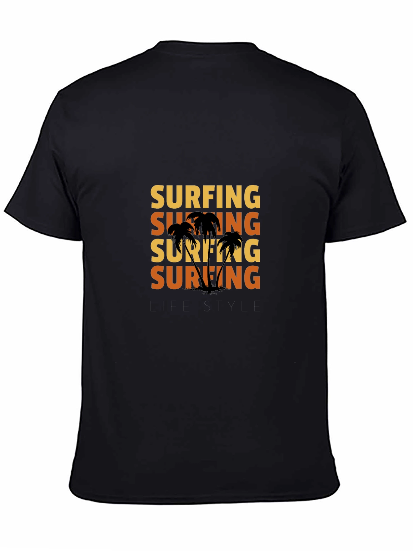 Black Surfing Lifestyle Graphic T-Shirt - Black view 4