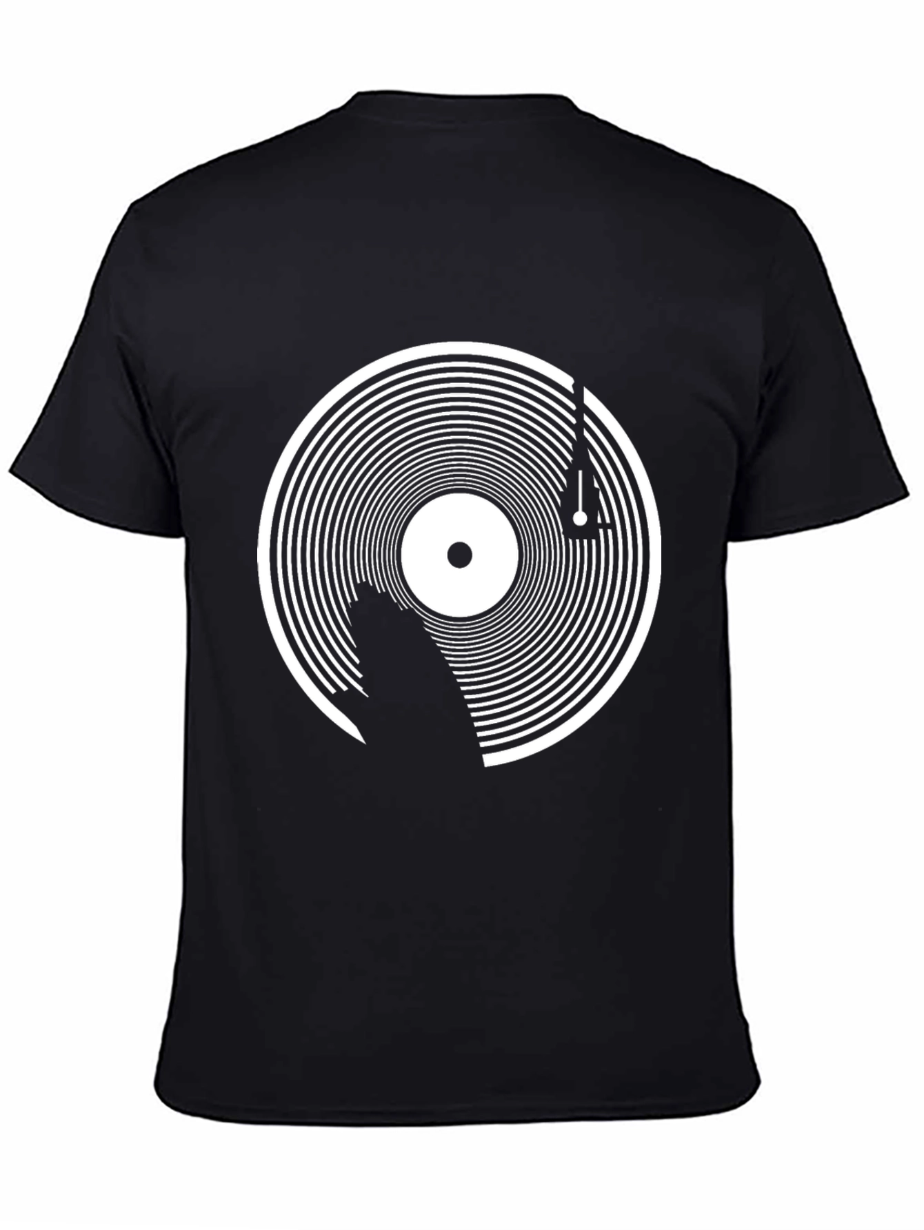 Black Retro Vinyl Record Graphic Tee - Black view 4