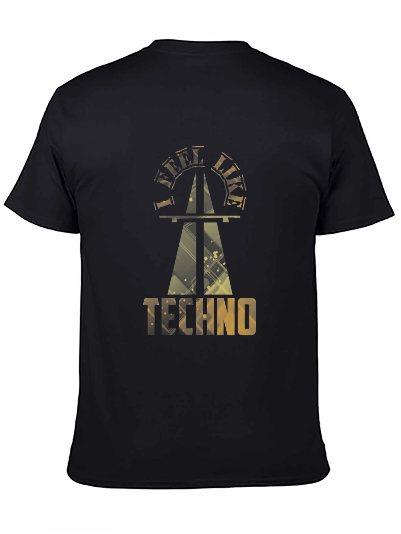 Black Golden Techno Graphic Black T-Shirt view 4