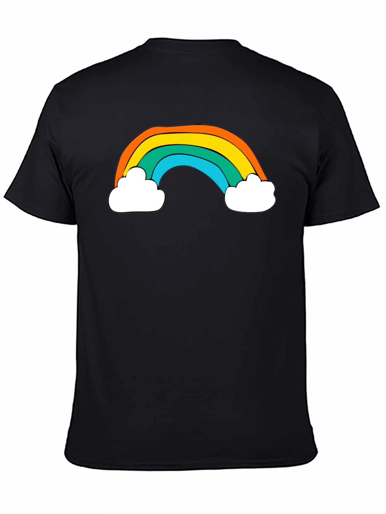 Black Retro Rainbow Graphic Black T-Shirt view 4