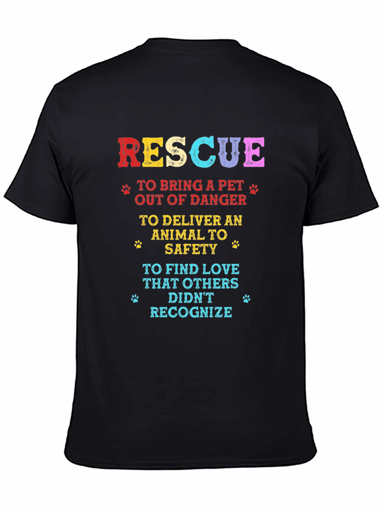 Black Rescue Pet Lover T-Shirt - Adopt a Pet Tee view 4
