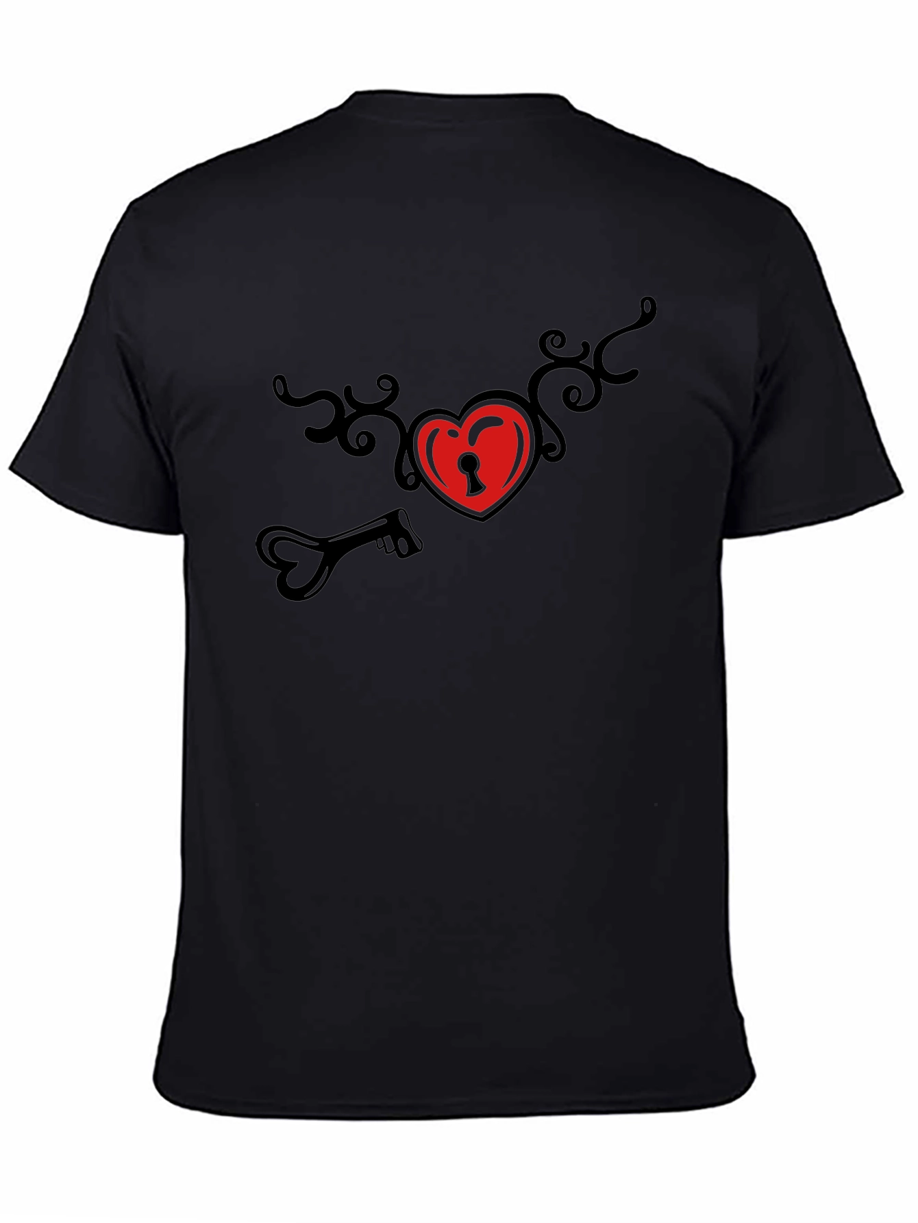 Black Heart Lock & Key Graphic Tee - Black view 4