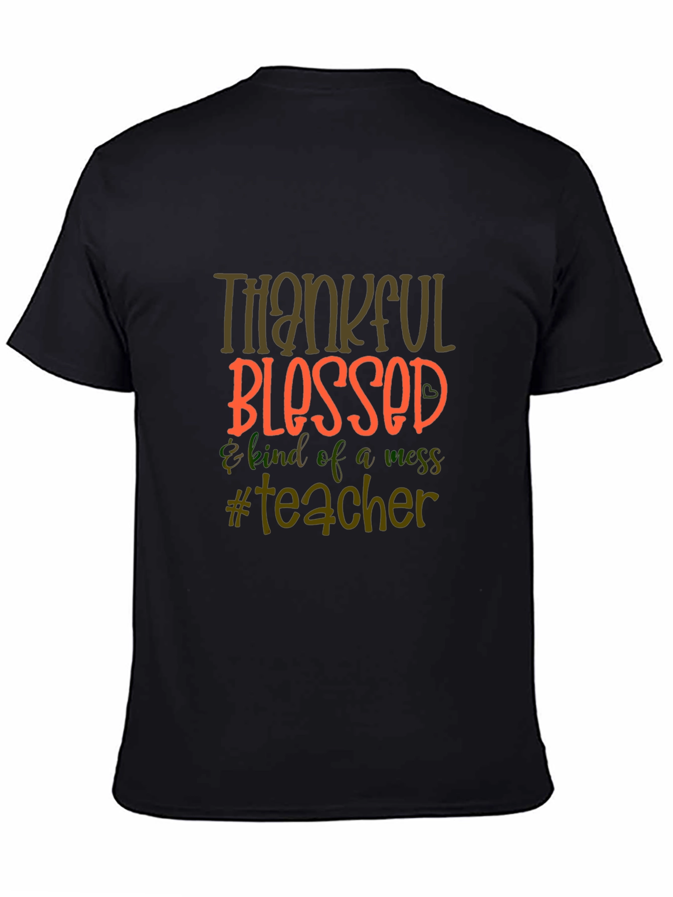 Black Thankful Blessed Teacher T-Shirt view 4