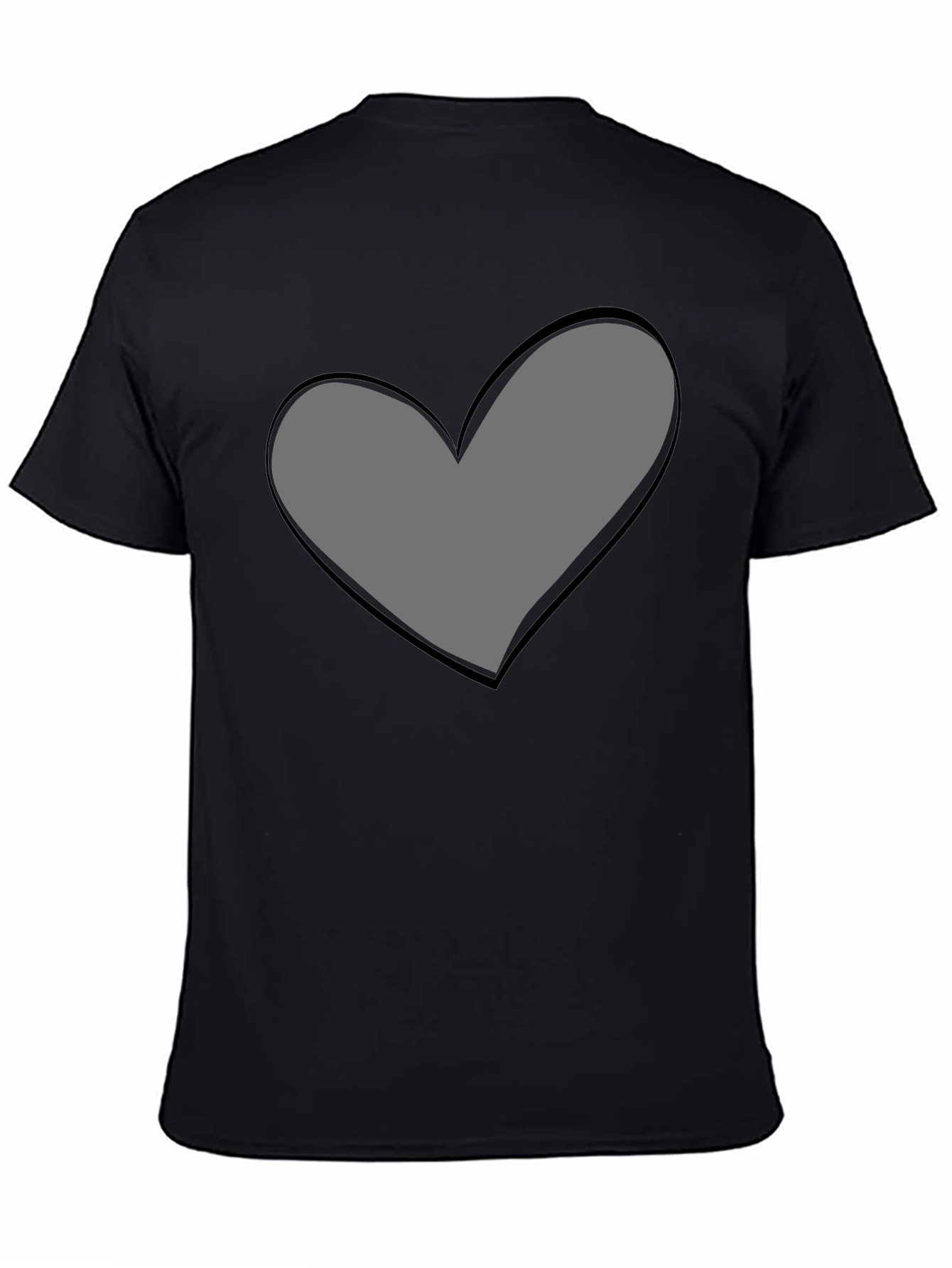 Heart Graphic Print Black T-Shirt - 4