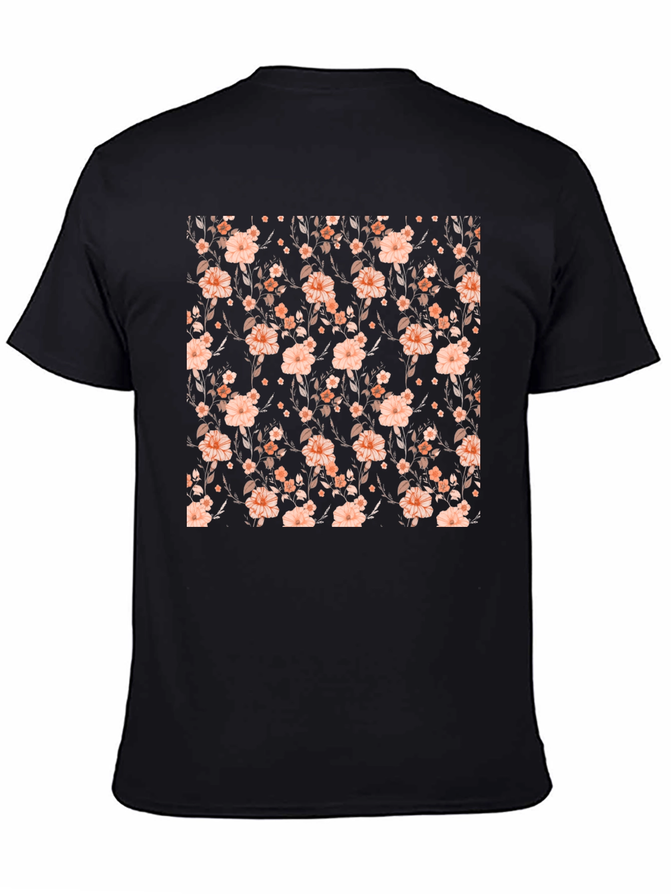 Black Floral Print Black T-Shirt view 4
