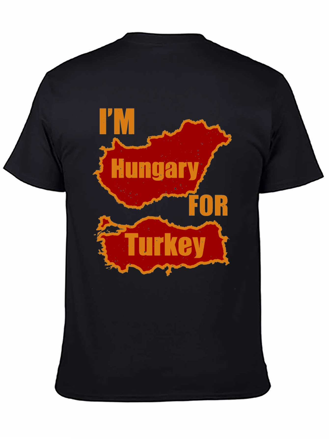 Black I'm Hungary For Turkey Men's Black T-Shirt view 4