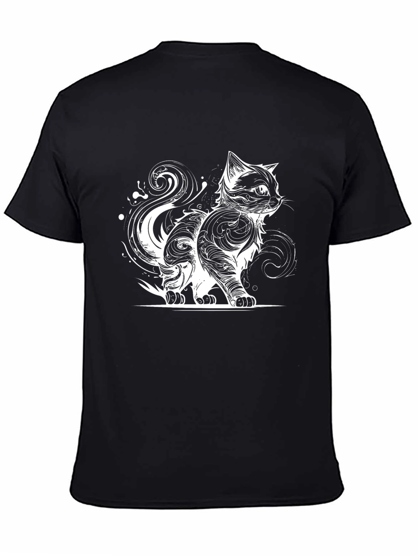 Black Black Cat Art T-Shirt - Unique Graphic Tee view 4
