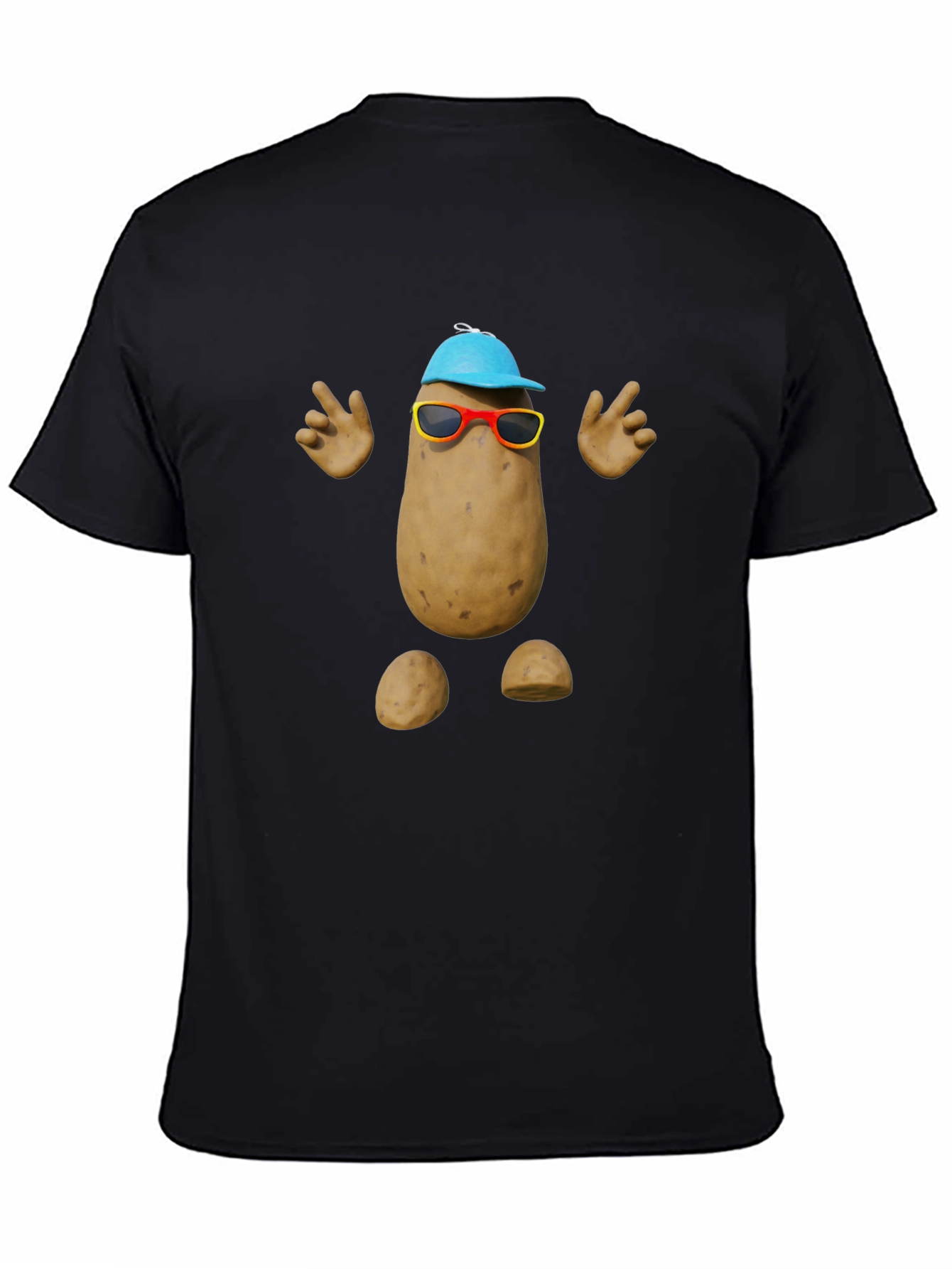 Black Funny Potato Graphic Tee - Quirky Humor T-Shirt view 4