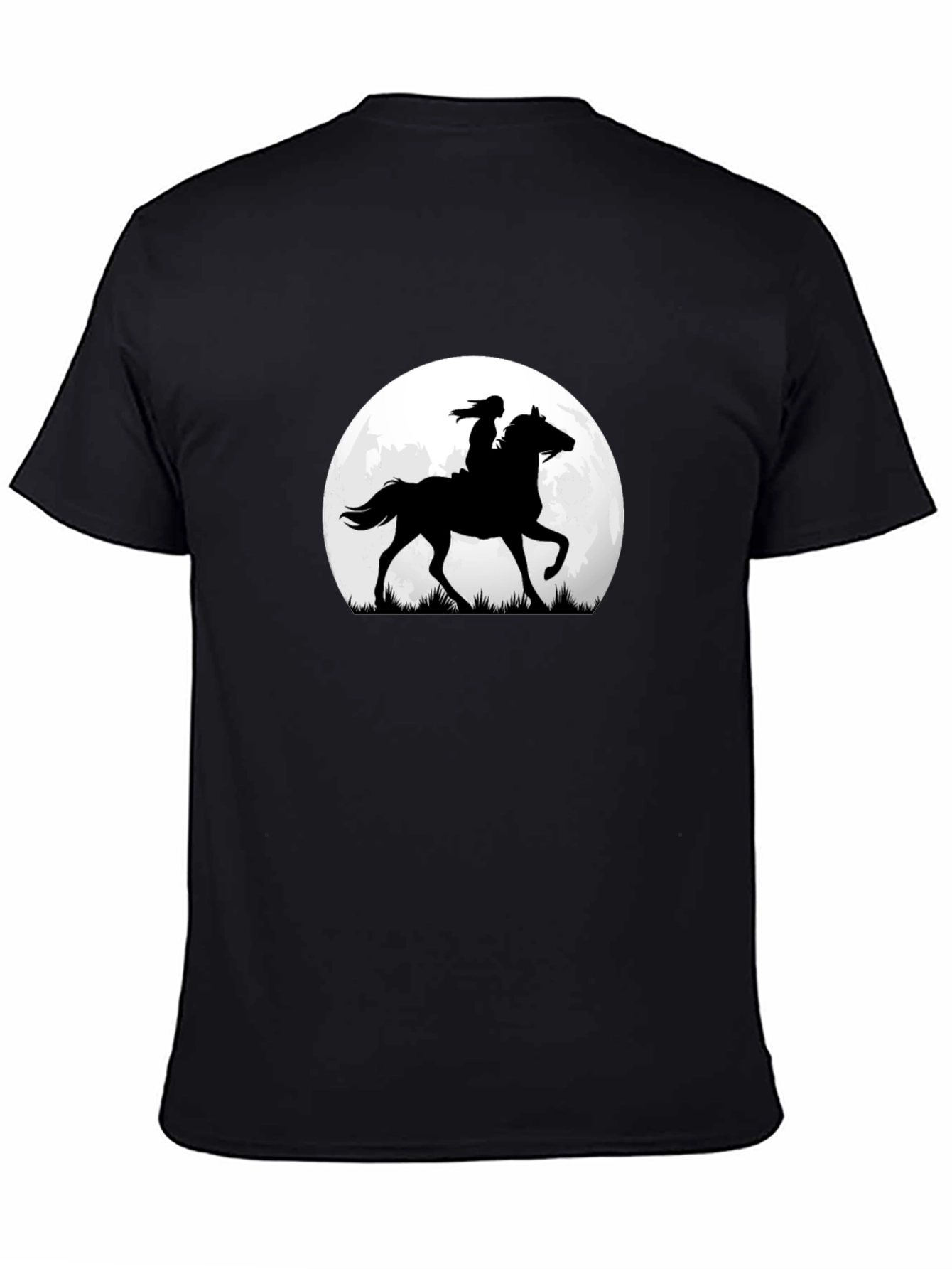 Black Horse & Rider Silhouette Moon Graphic Tee view 4
