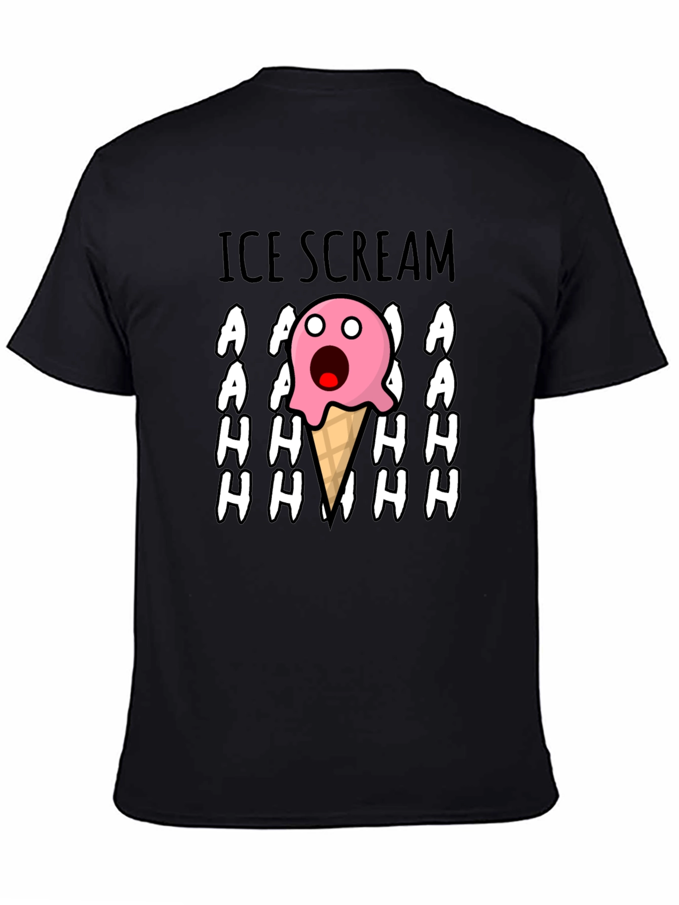 Black Ice Scream Graphic Tee - Funny Cartoon T-Shirt view 4