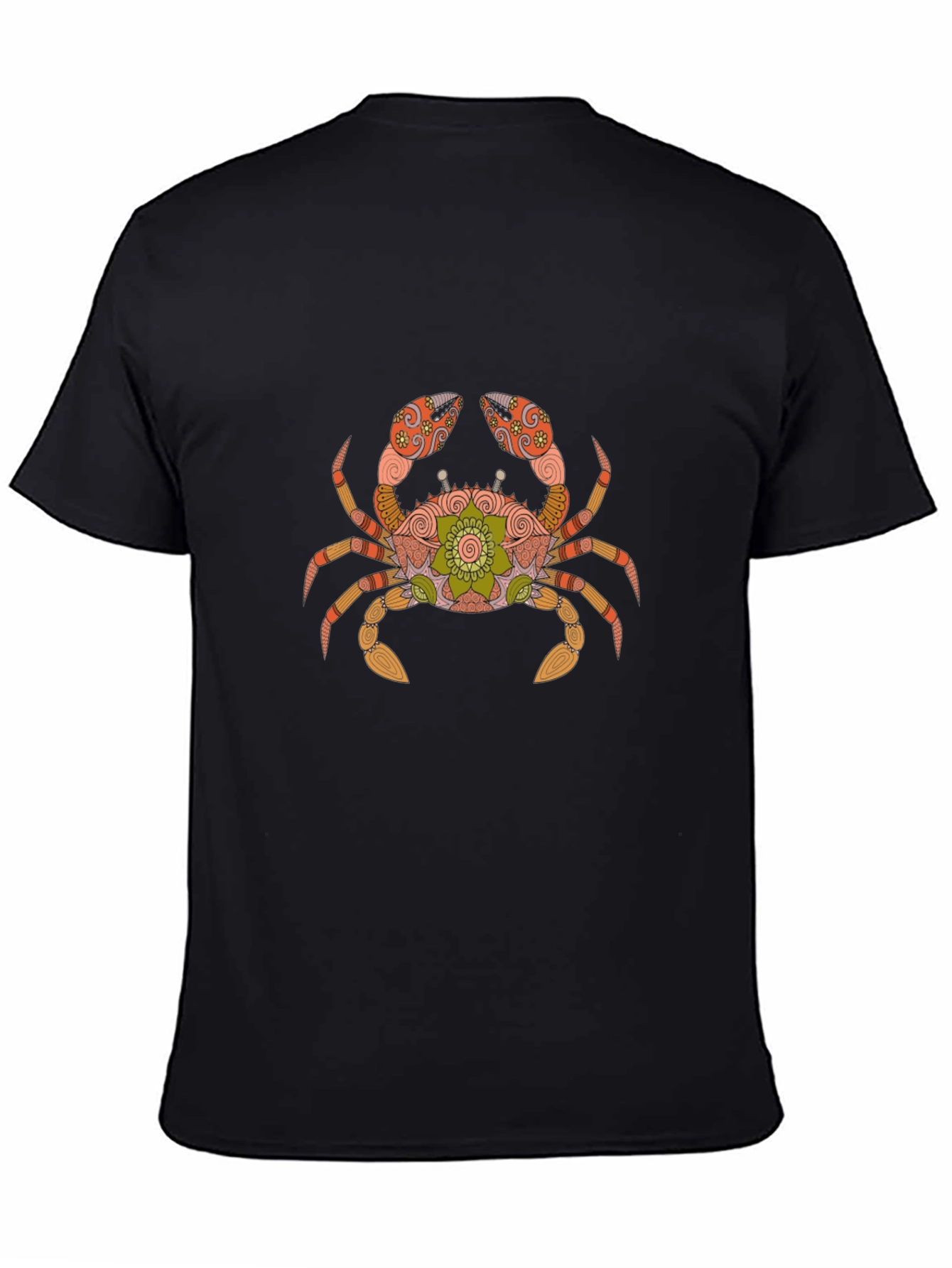 Black Crab Mandala T-Shirt - Black Cotton Graphic Tee view 4