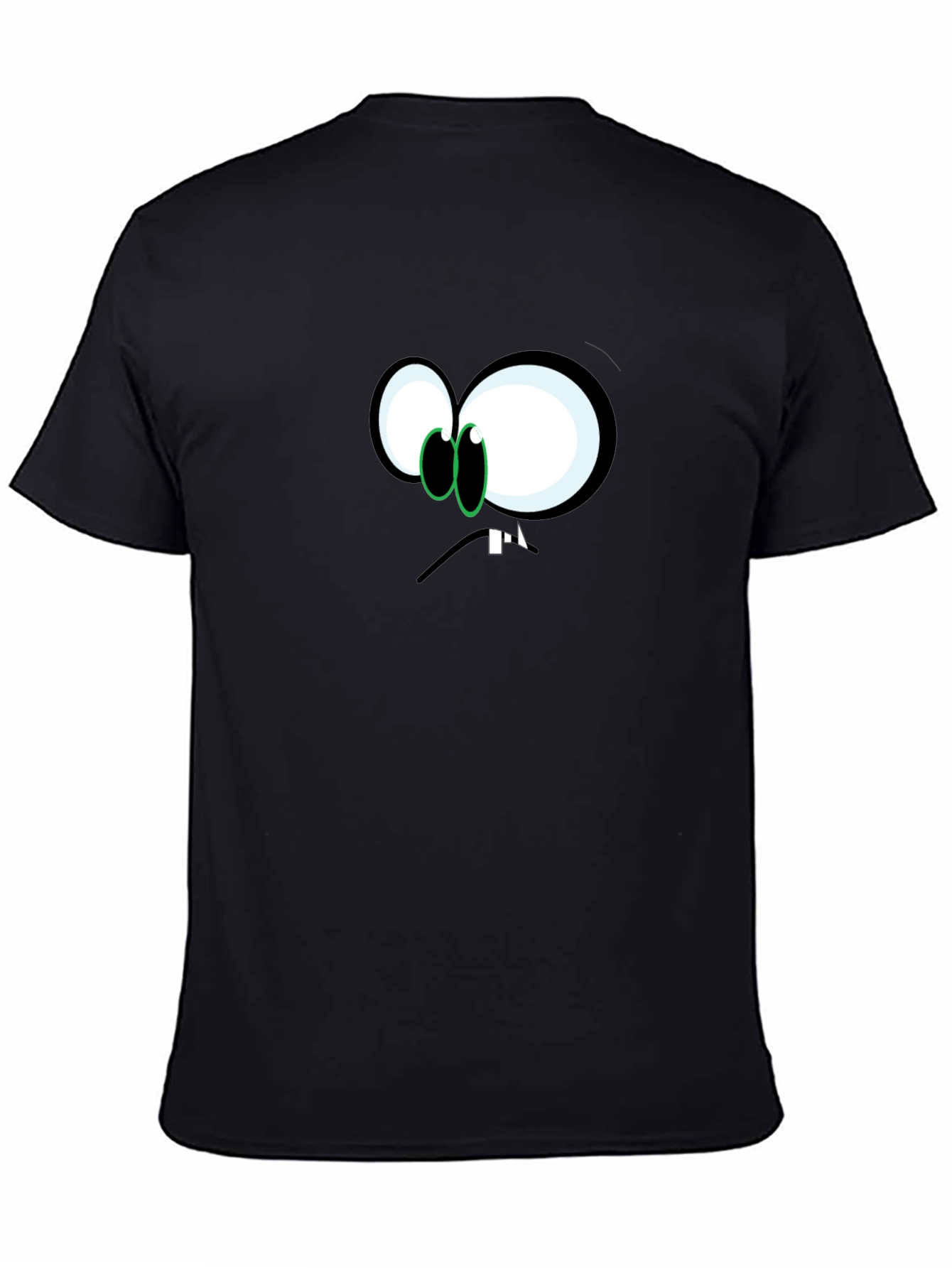 Black Funny Cartoon Face Graphic Black T-Shirt view 4