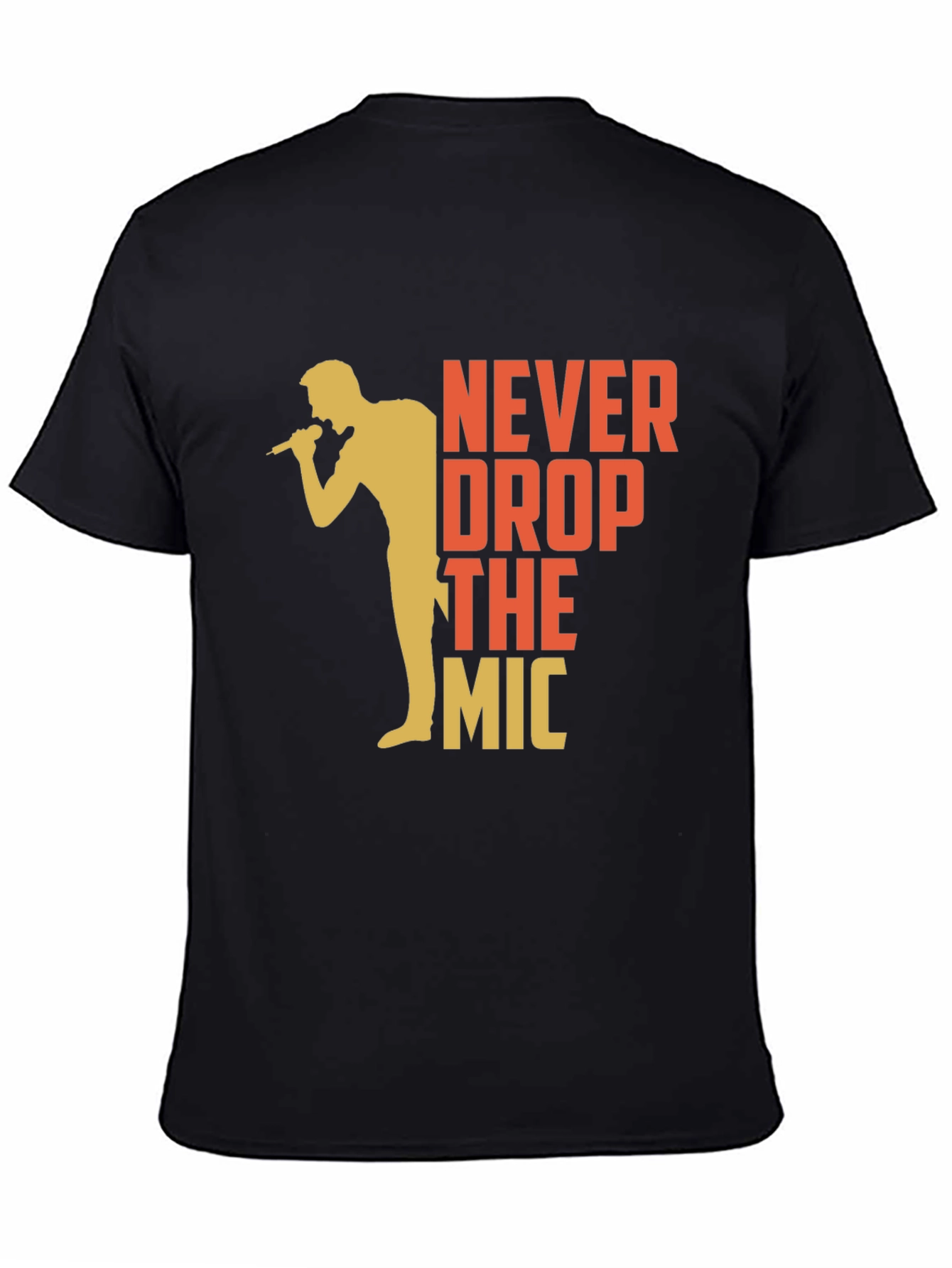 Black Never Drop The Mic Graphic Tee - Black Cotton T-Shirt view 4