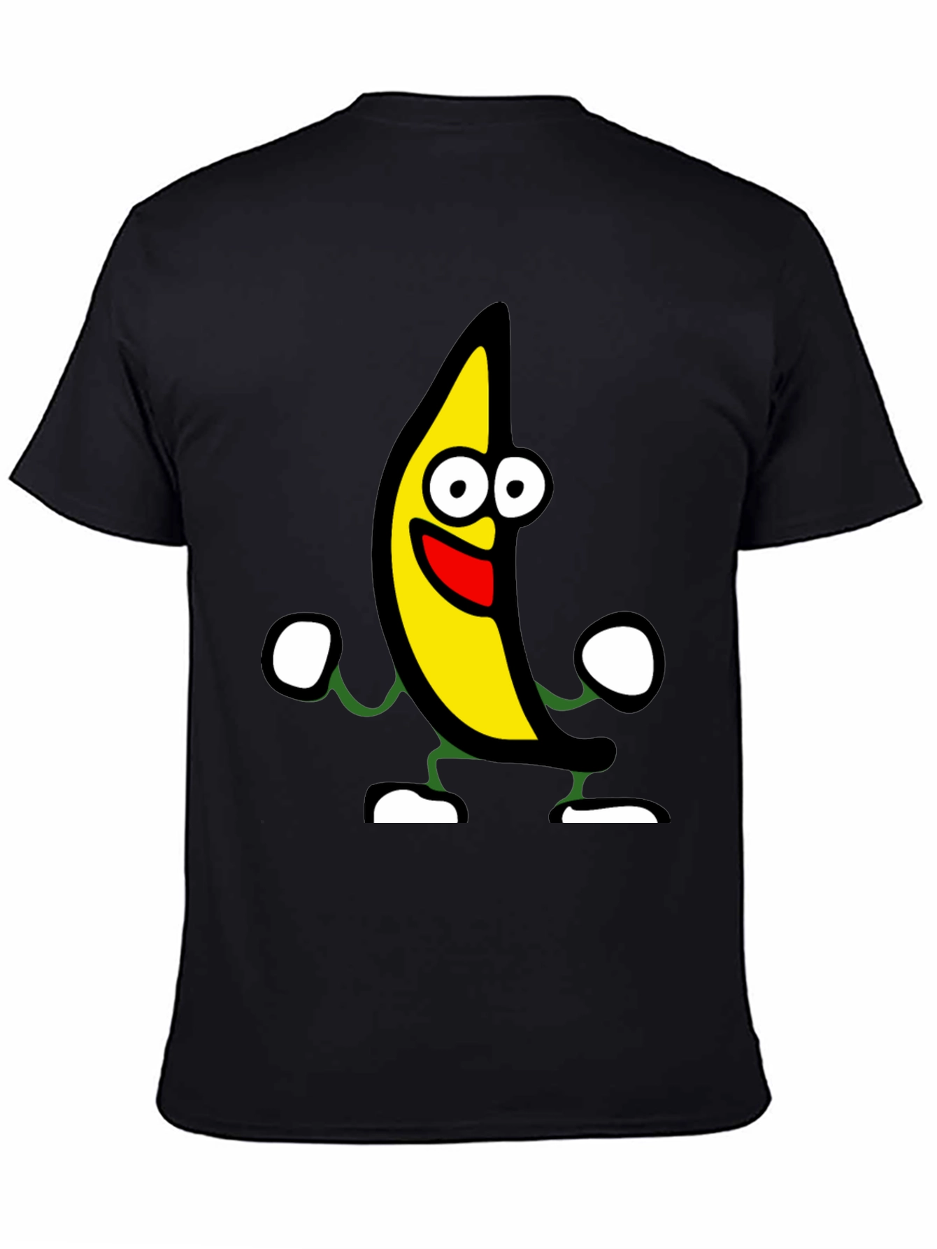 Black Funny Banana Cartoon Graphic Black T-Shirt view 4