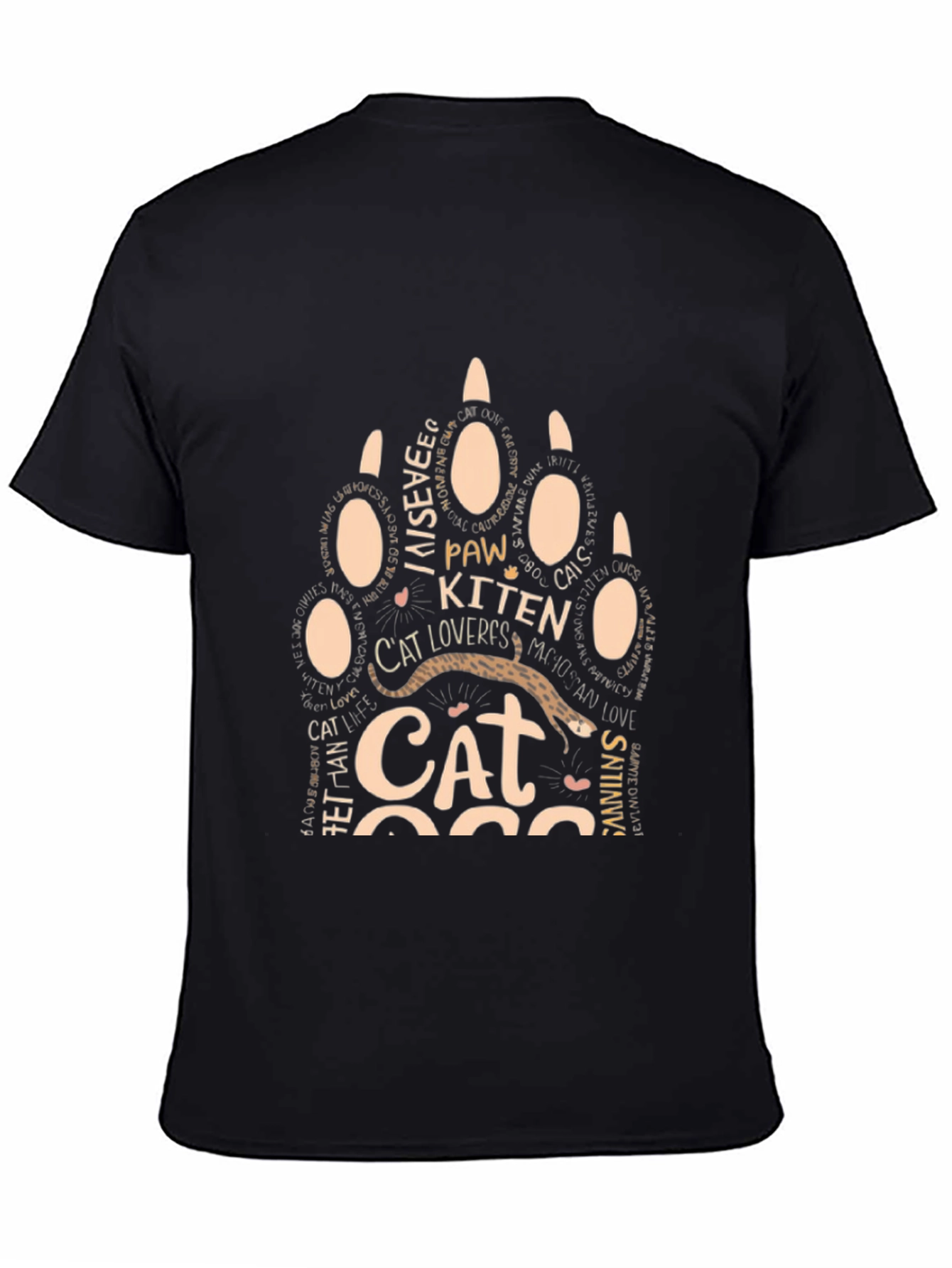 Black Cat Lover Paw Print T-Shirt - Unisex Graphic Tee view 4