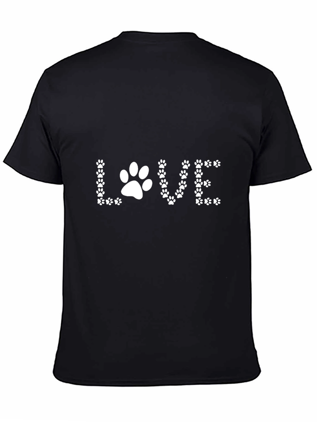 Black Love Paw Print T-Shirt - Black Casual Tee view 4