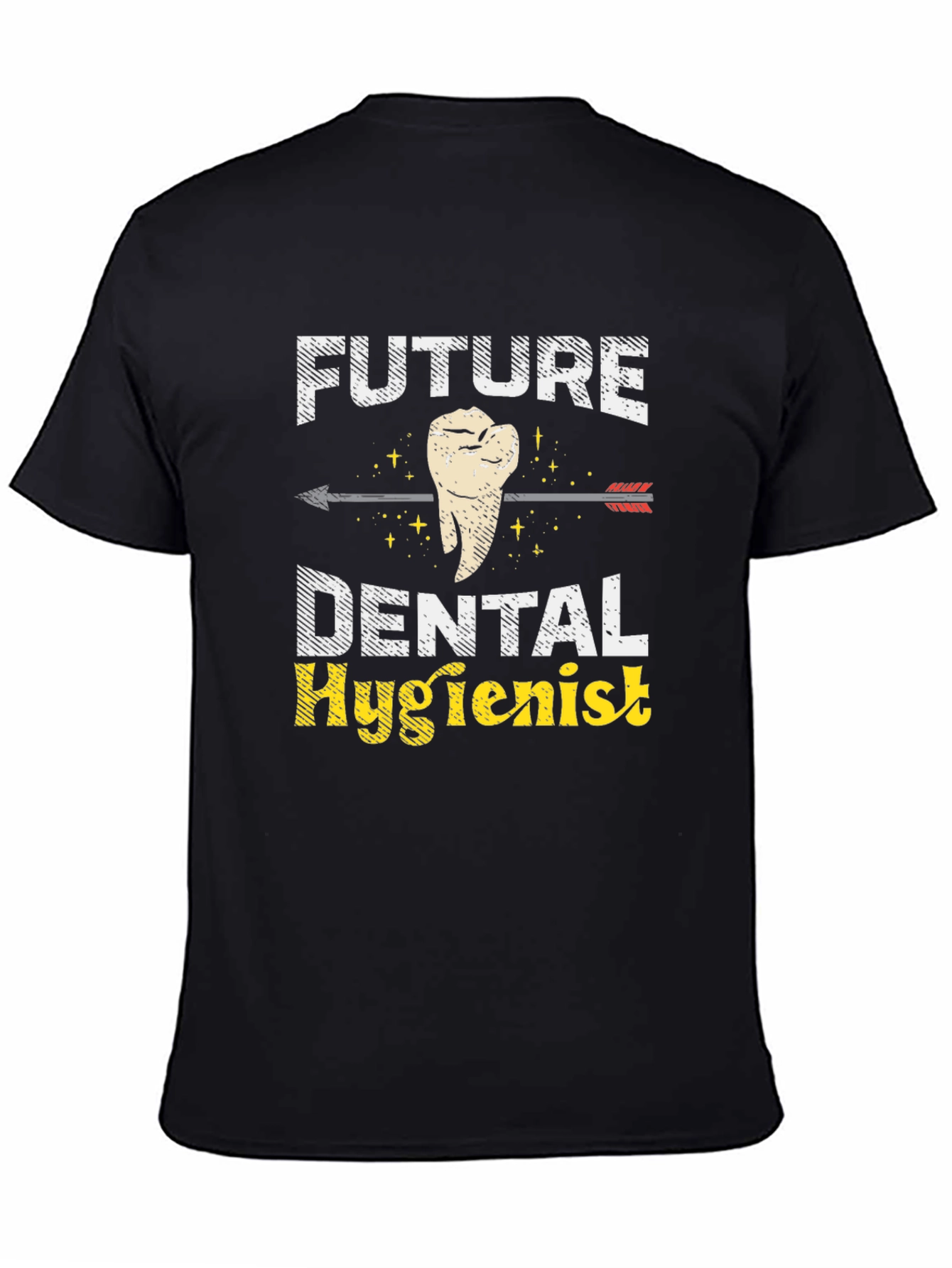Black Future Dental Hygienist Black Graphic T-Shirt view 4