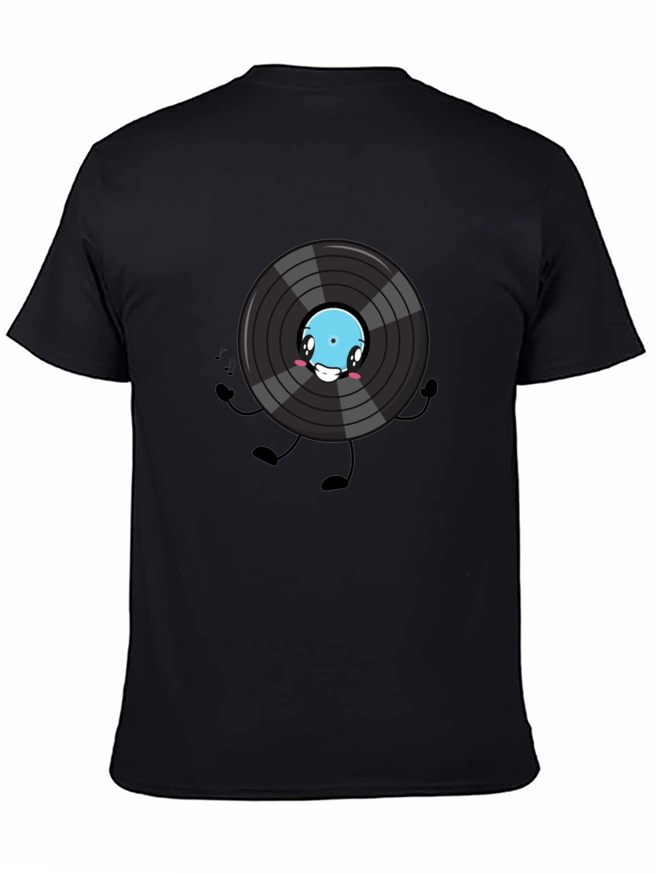 Black Cartoon Vinyl Record Graphic Tee view 4