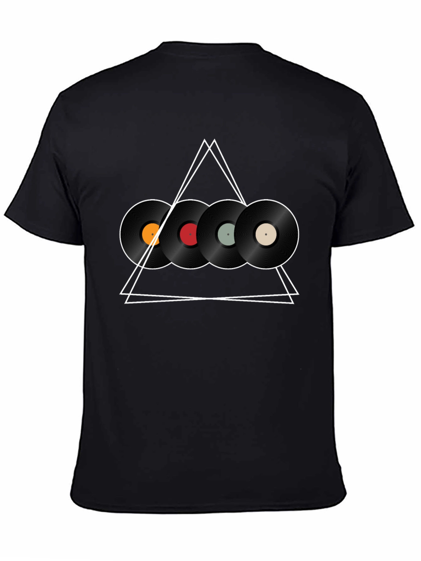Black Vinyl Record Triangle Graphic Tee view 4