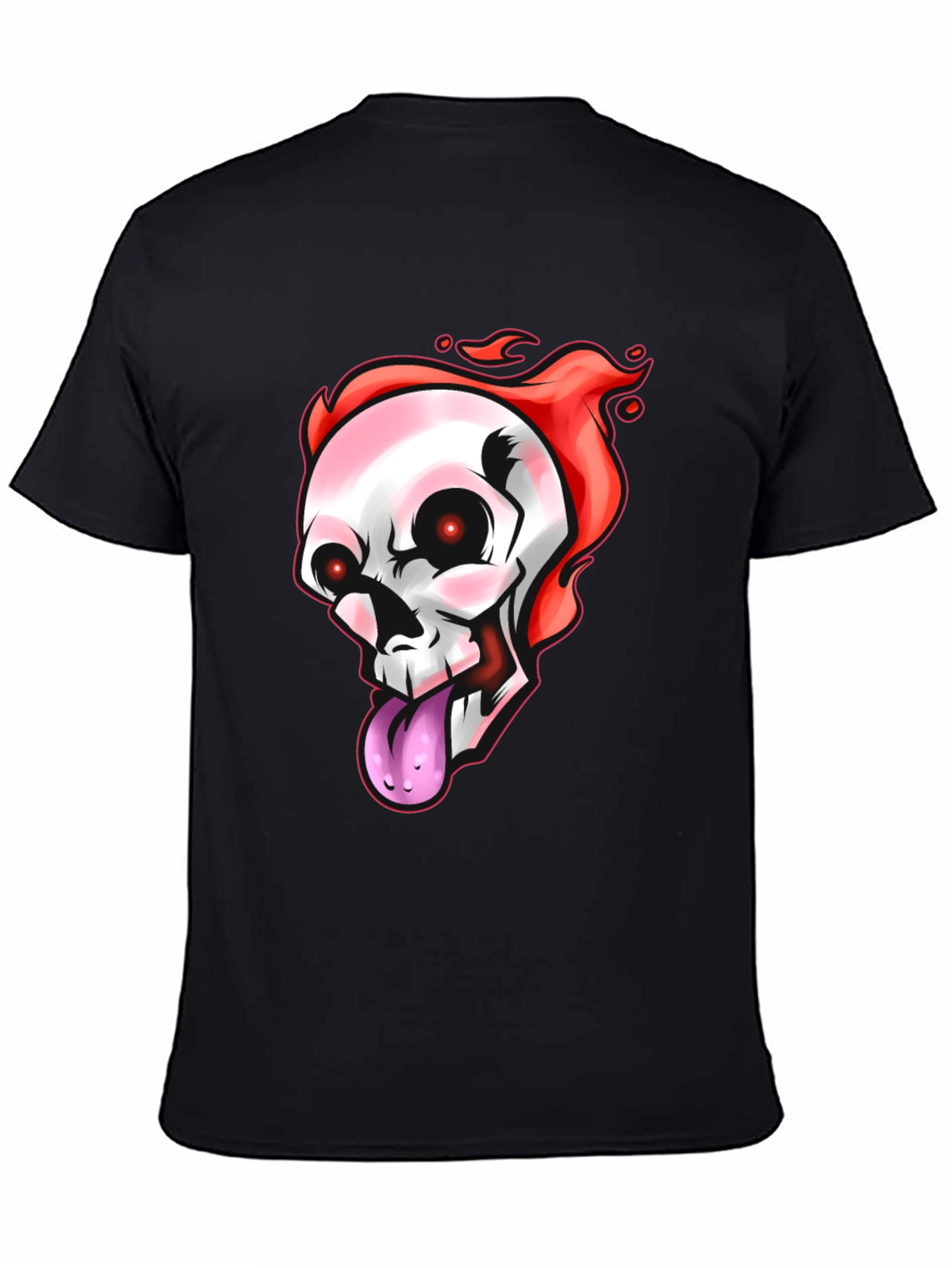 Black Flaming Skull Graphic Tee - Men's Black T-Shirt view 4
