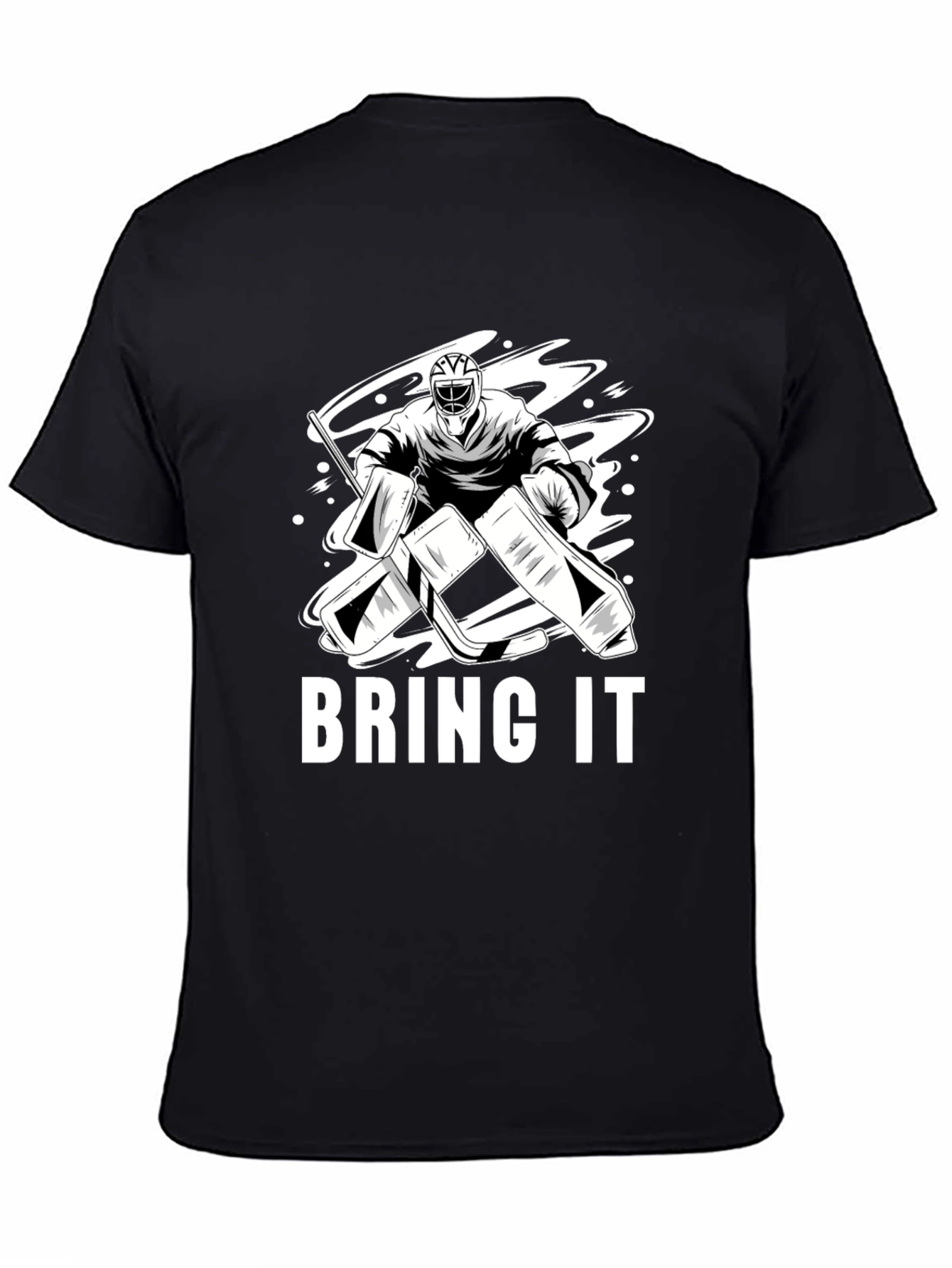 Black Hockey Goalie T-Shirt - Bring It Design view 4