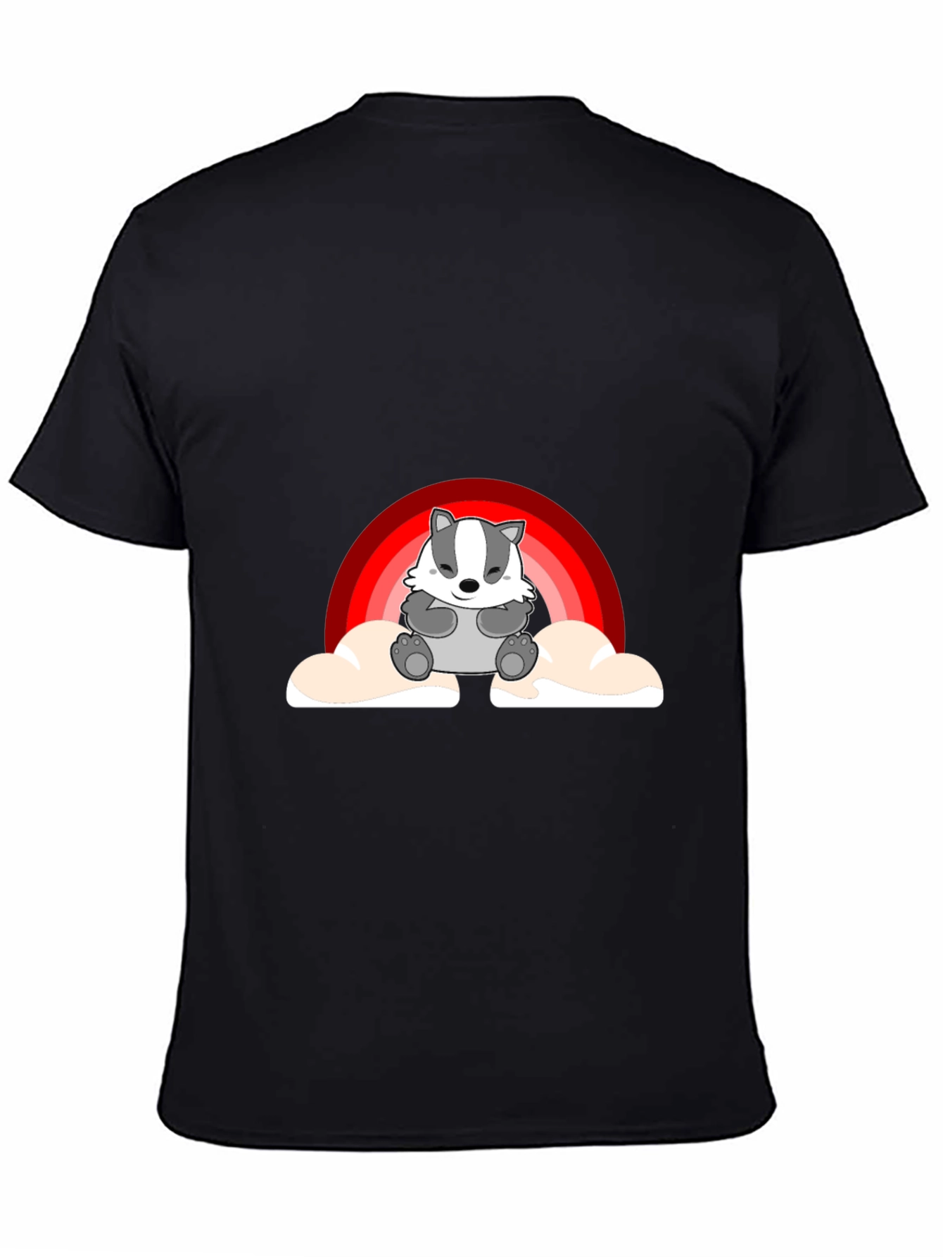 Black Cute Badger Rainbow Cloud Graphic T-Shirt view 4