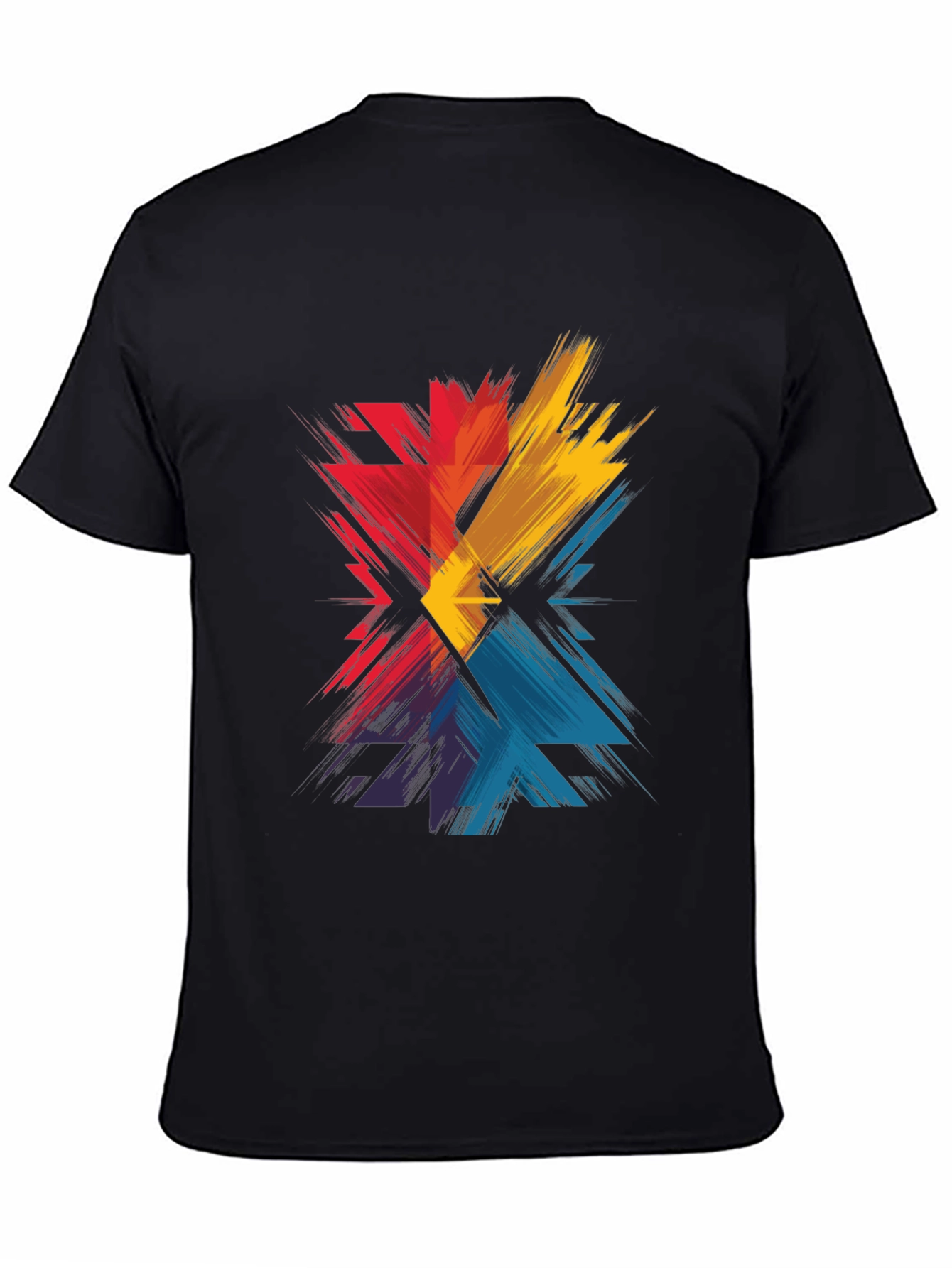 Black Abstract Color Burst Graphic Tee - Men's Black T-Shirt view 4