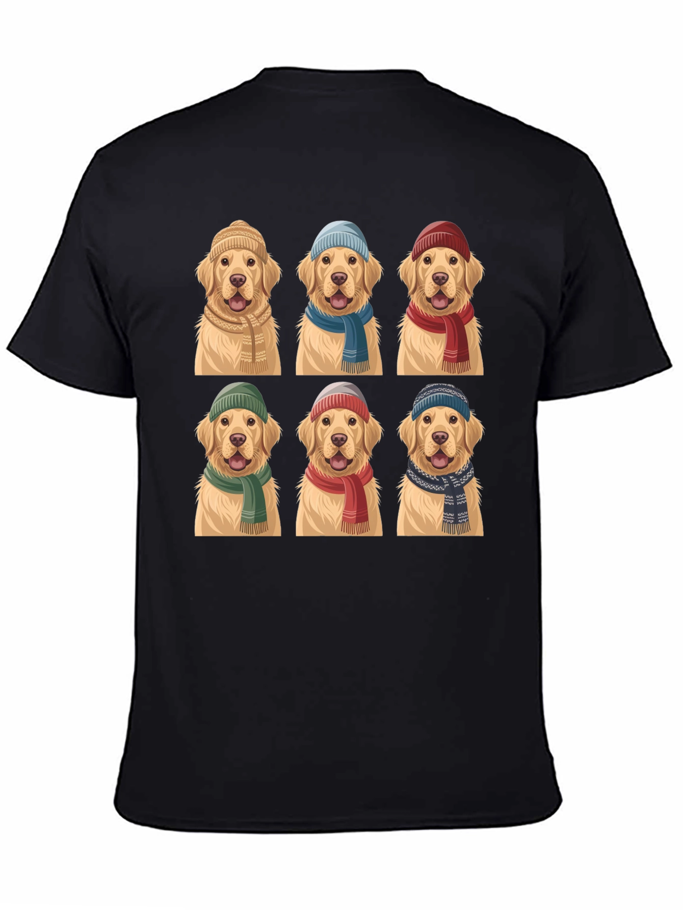 Black Golden Retriever Hats & Scarves T-Shirt view 4