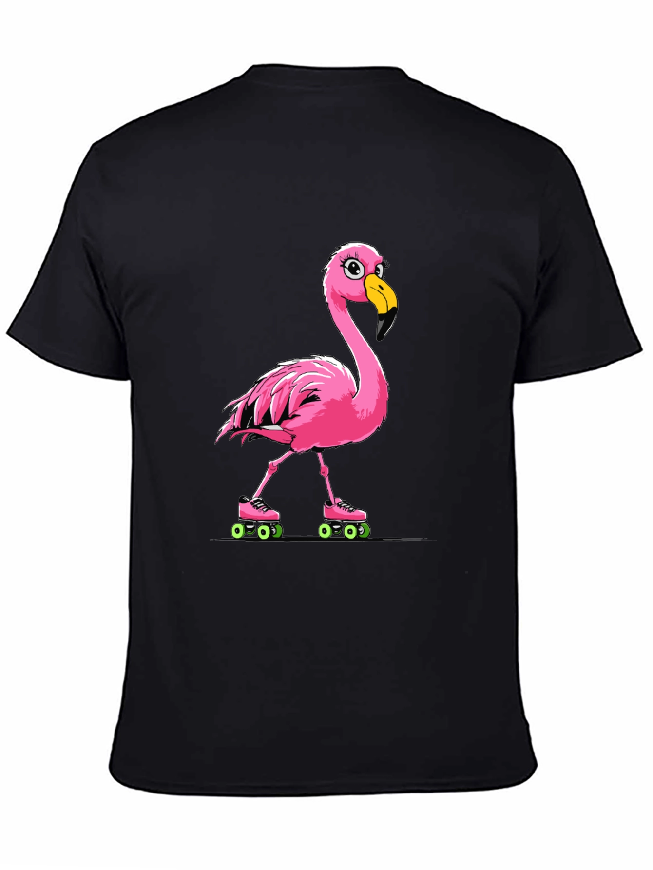 Black Flamingo Roller Skate T-Shirt view 4