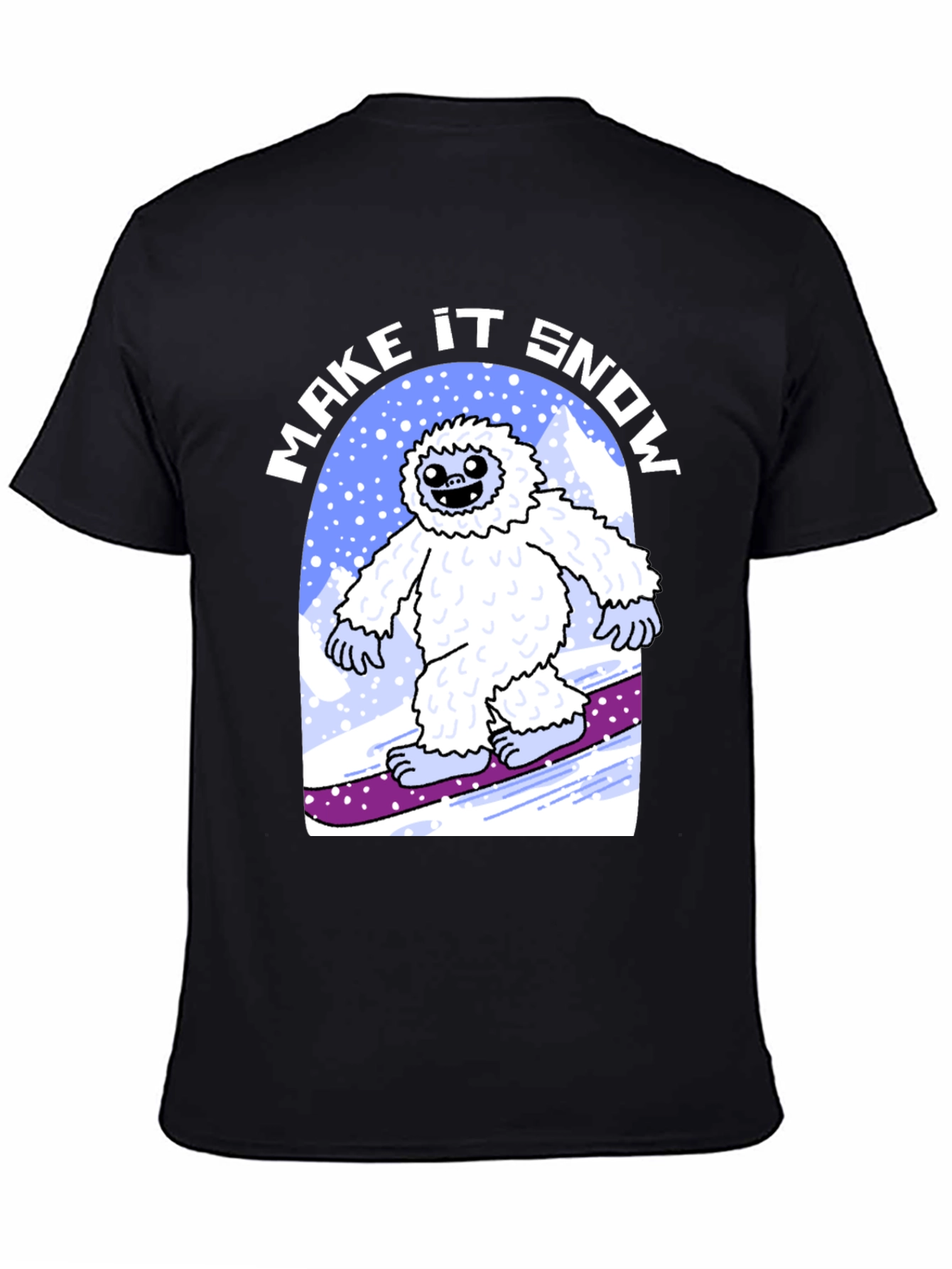 Black Make It Snow Yeti T-Shirt view 4
