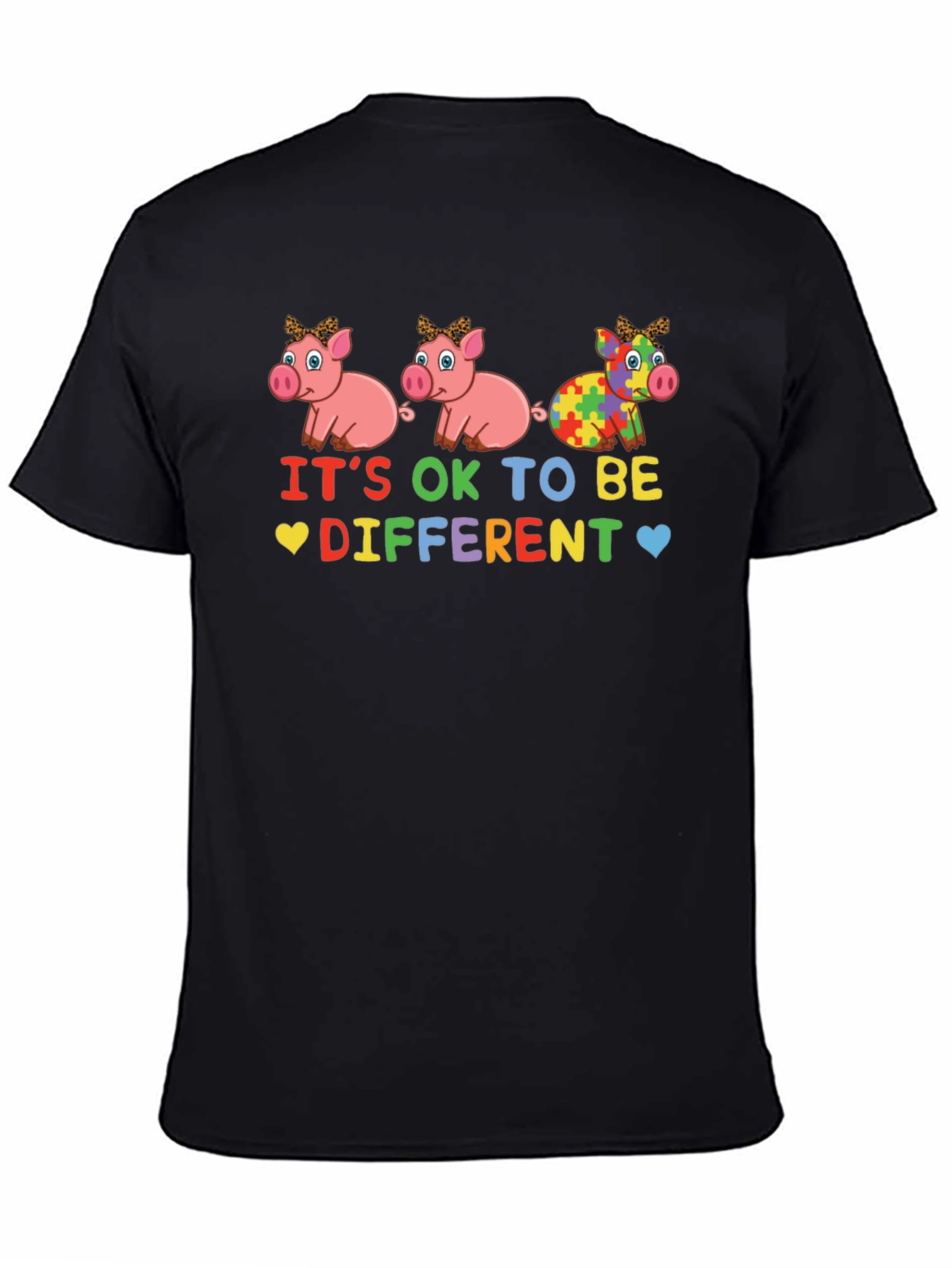 Black It's OK to Be Different Autism Awareness T-Shirt view 4