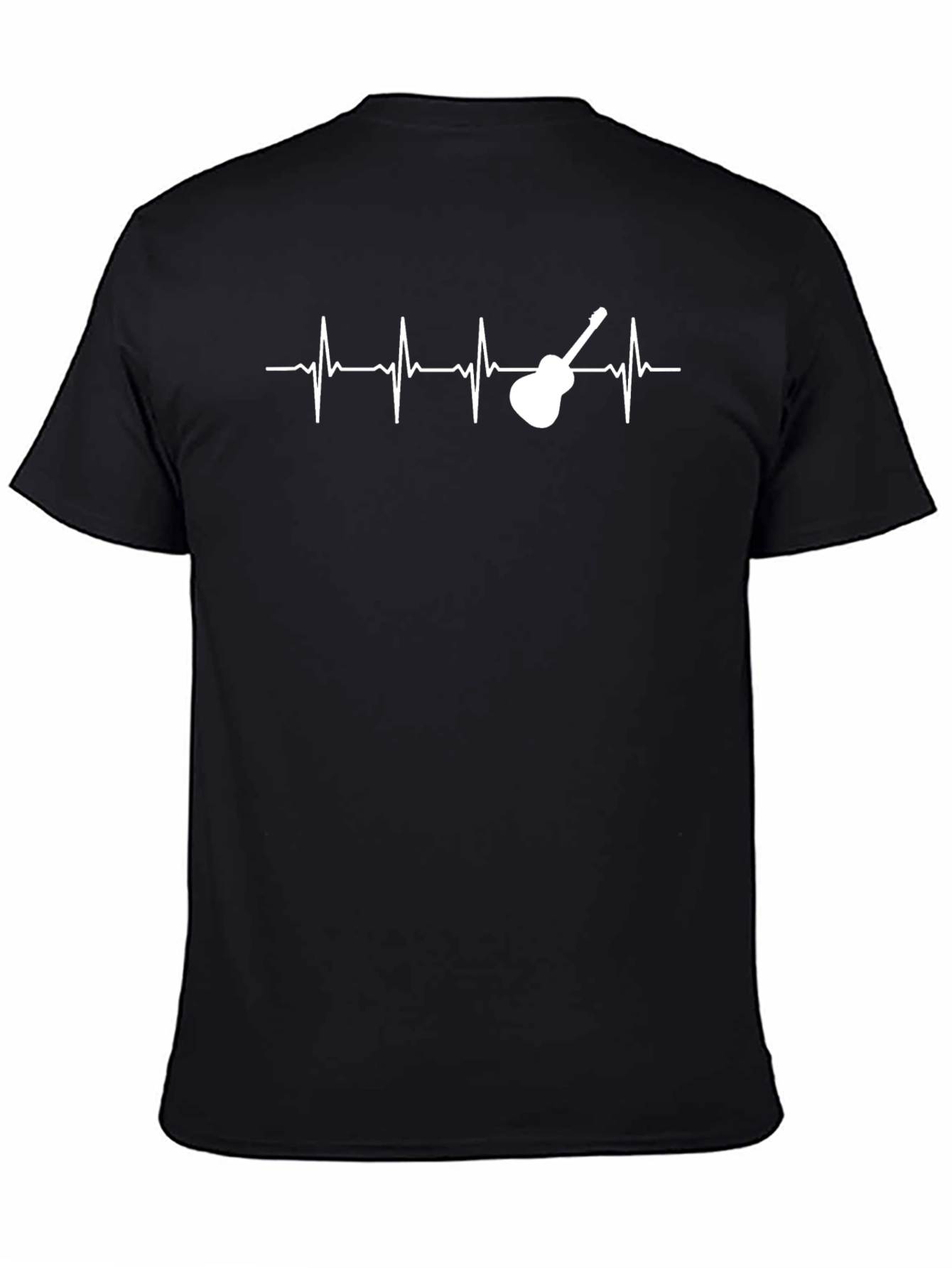 Black Guitar Heartbeat T-Shirt - Musician Gift view 4