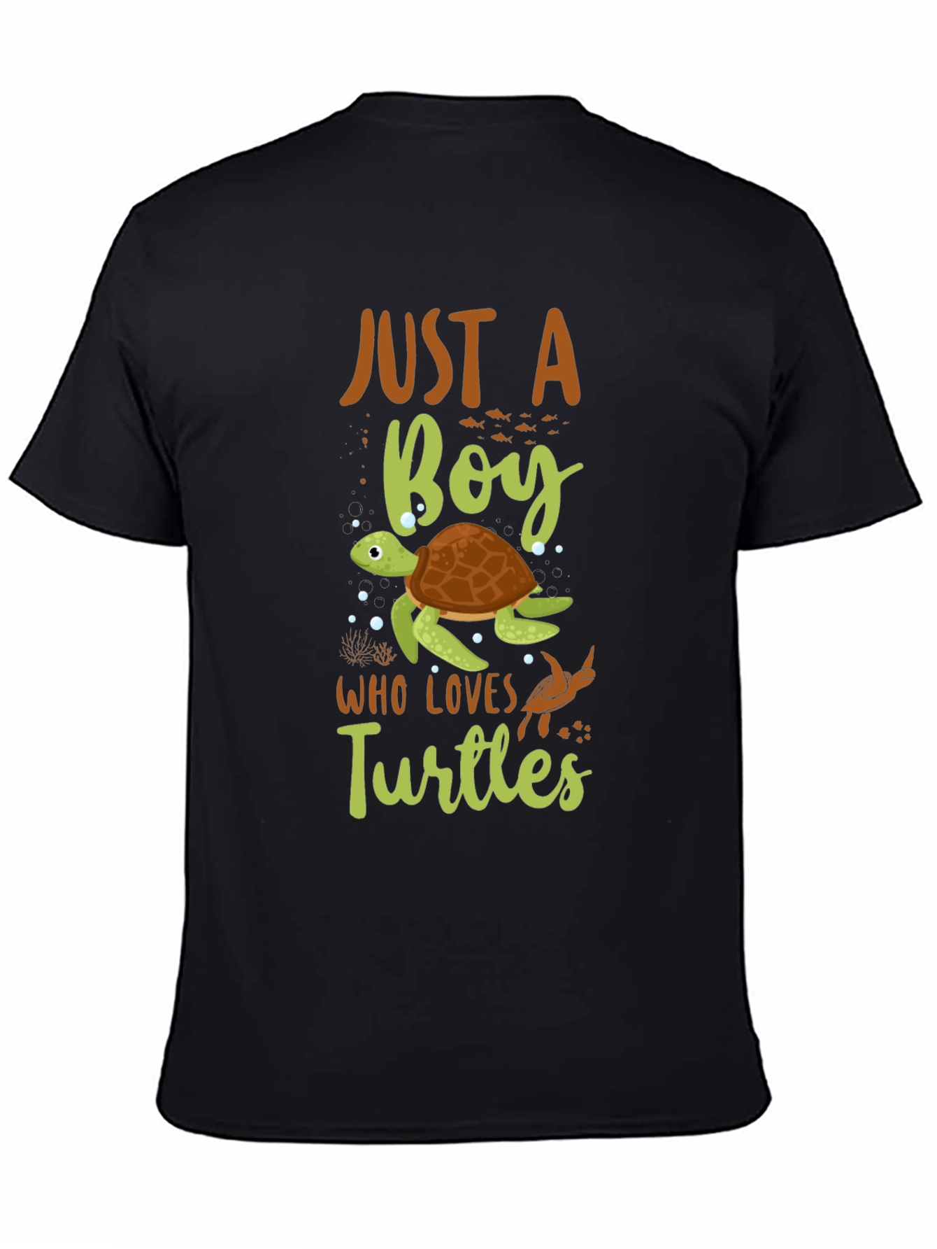 Black Just A Boy Who Loves Turtles Black T-Shirt view 4