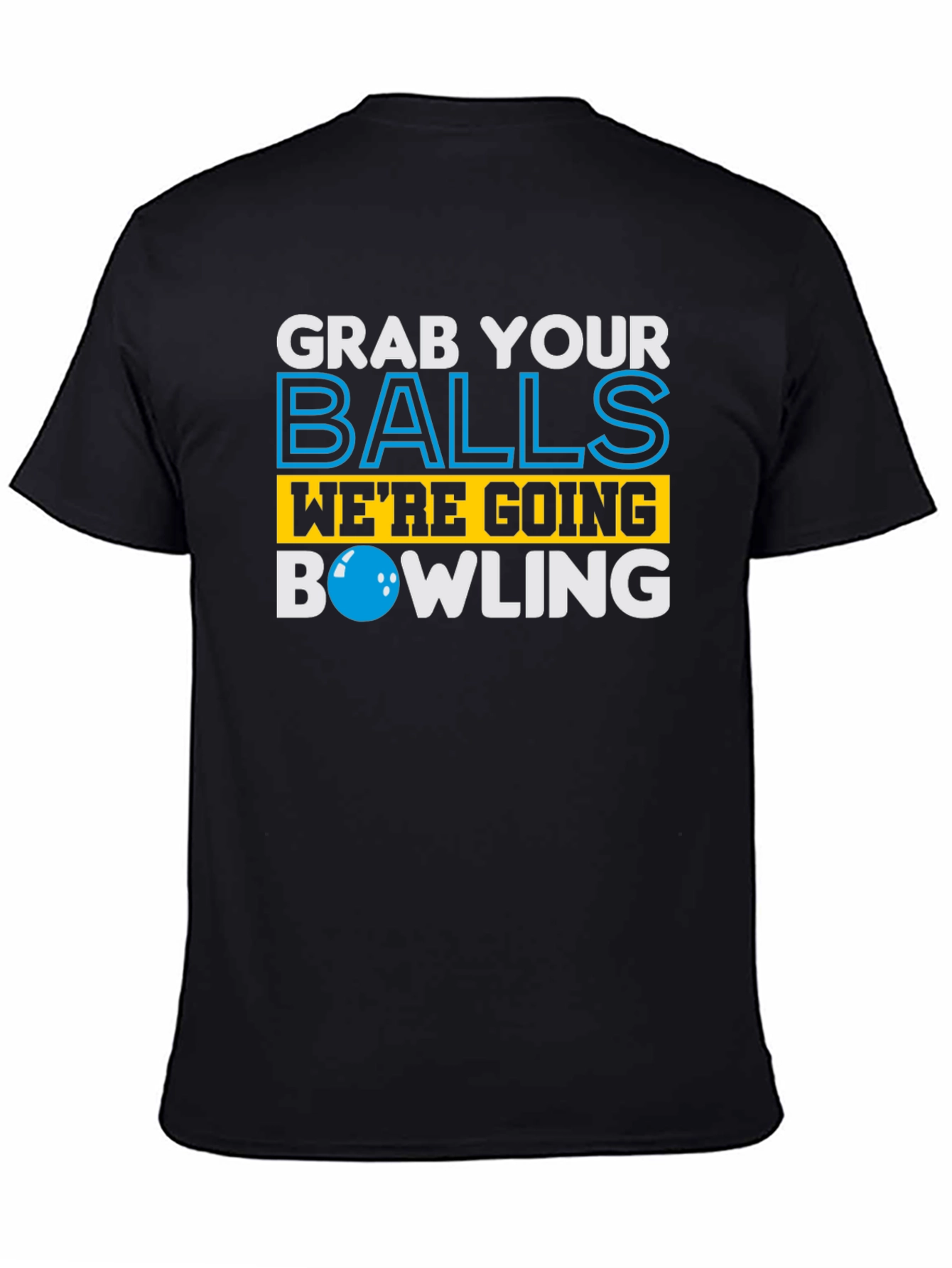 Black Grab Your Balls Bowling Graphic Tee - Funny Bowling Shirt view 4