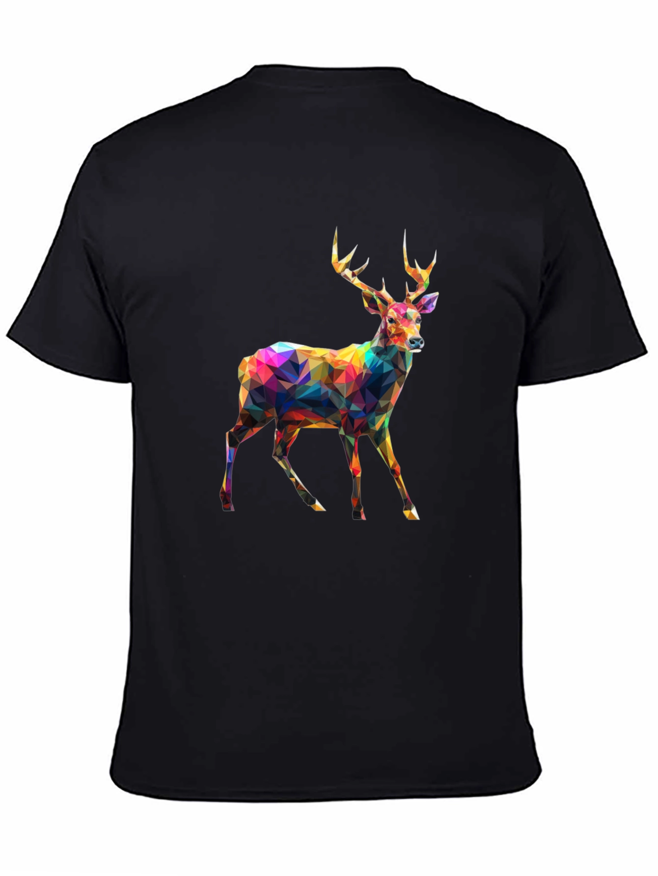 Black Geometric Deer Graphic Tee - Men's Black T-Shirt view 4