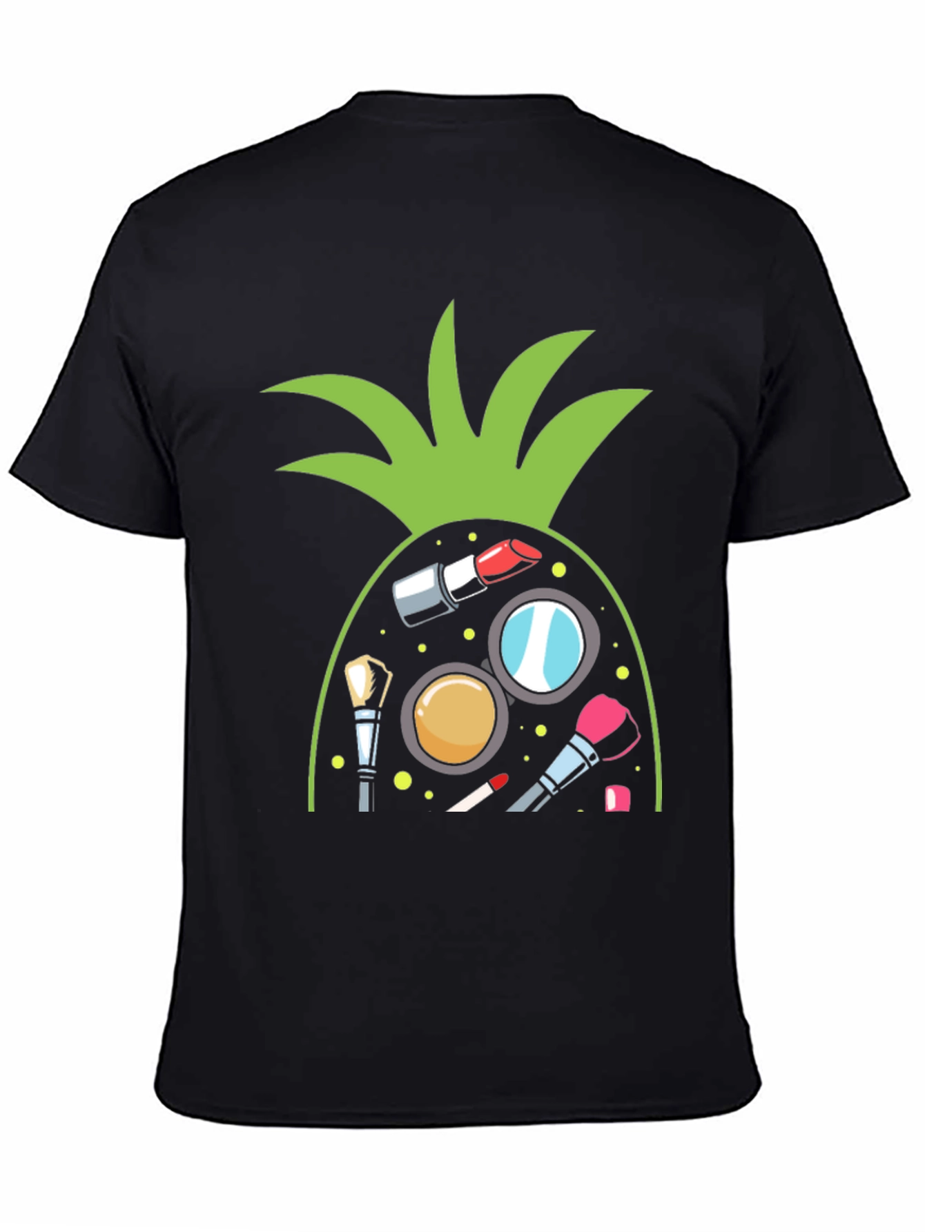 Black Makeup Pineapple Black T-Shirt view 4