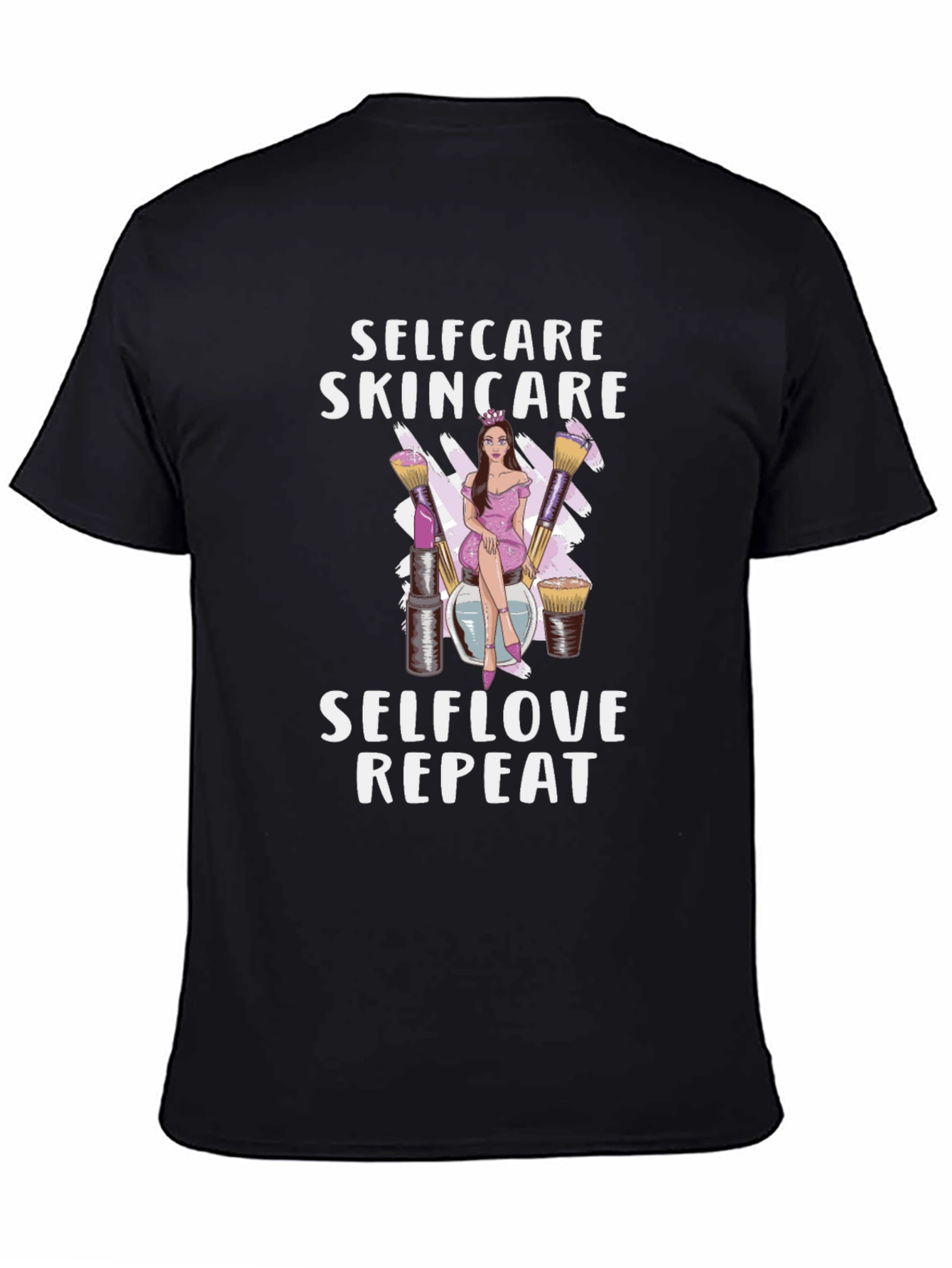 Black Selfcare Skincare T-Shirt: Selflove Repeat Design view 4
