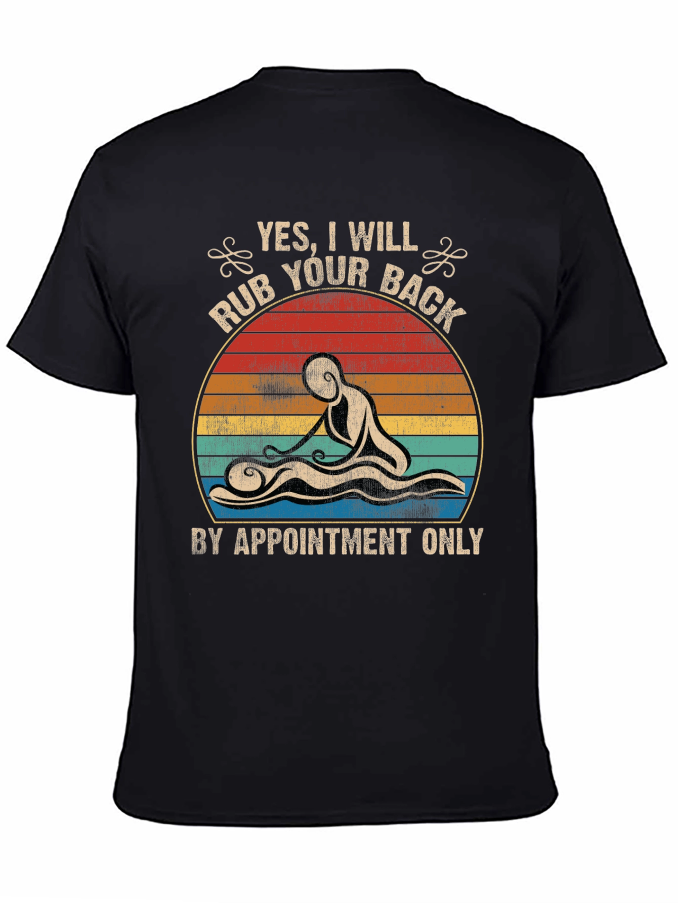 Black Massage Therapy T-Shirt - By Appointment Only view 4