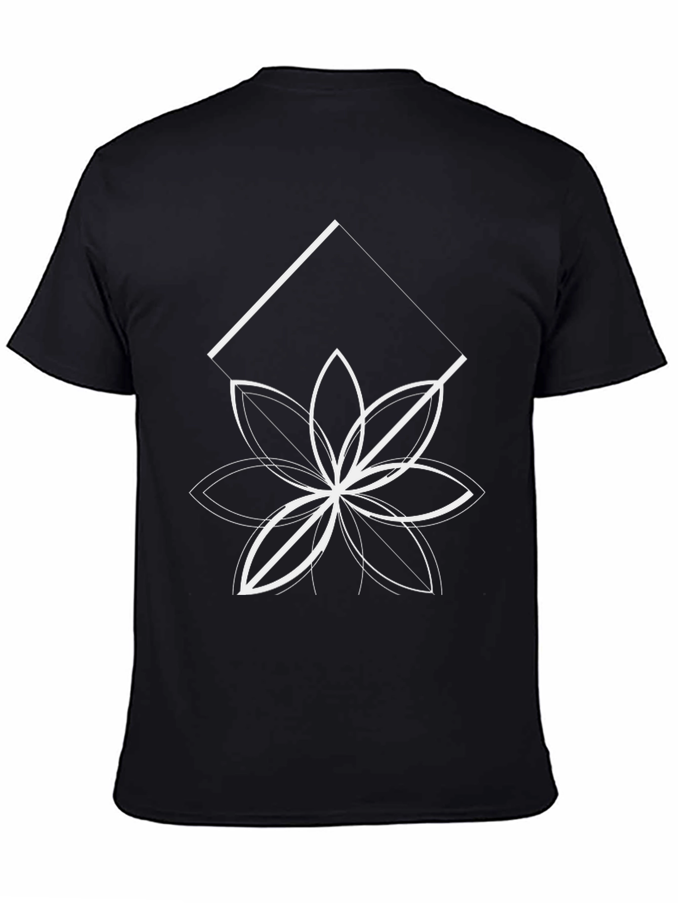 Black Geometric Flower Graphic Tee - Black view 4