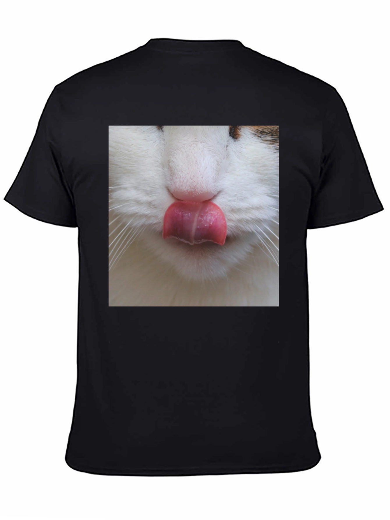 Black Funny Cat Tongue T-Shirt - Black Graphic Tee view 4
