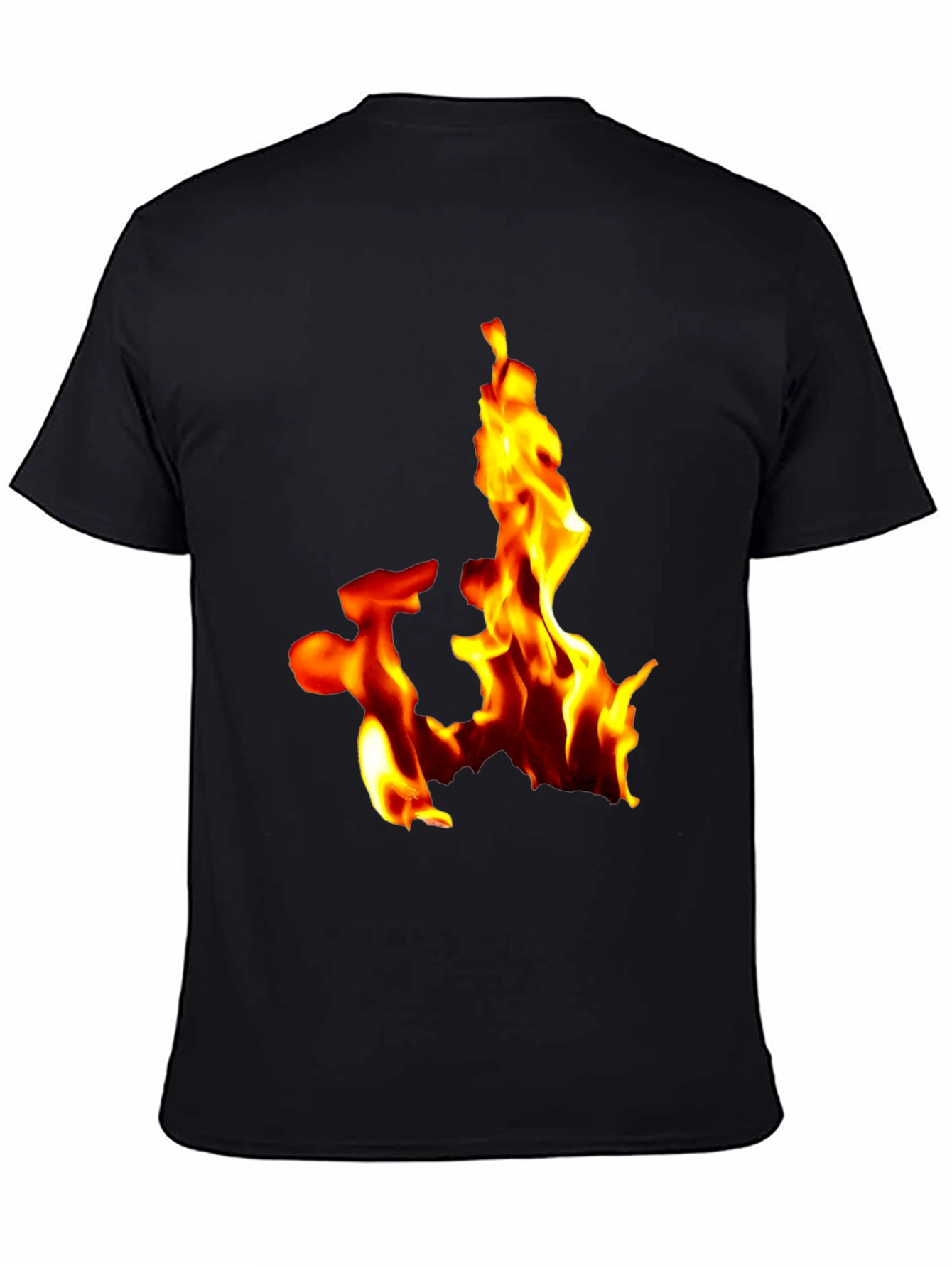 Black Fiery Flames Graphic Tee - Bold Black T-Shirt view 4