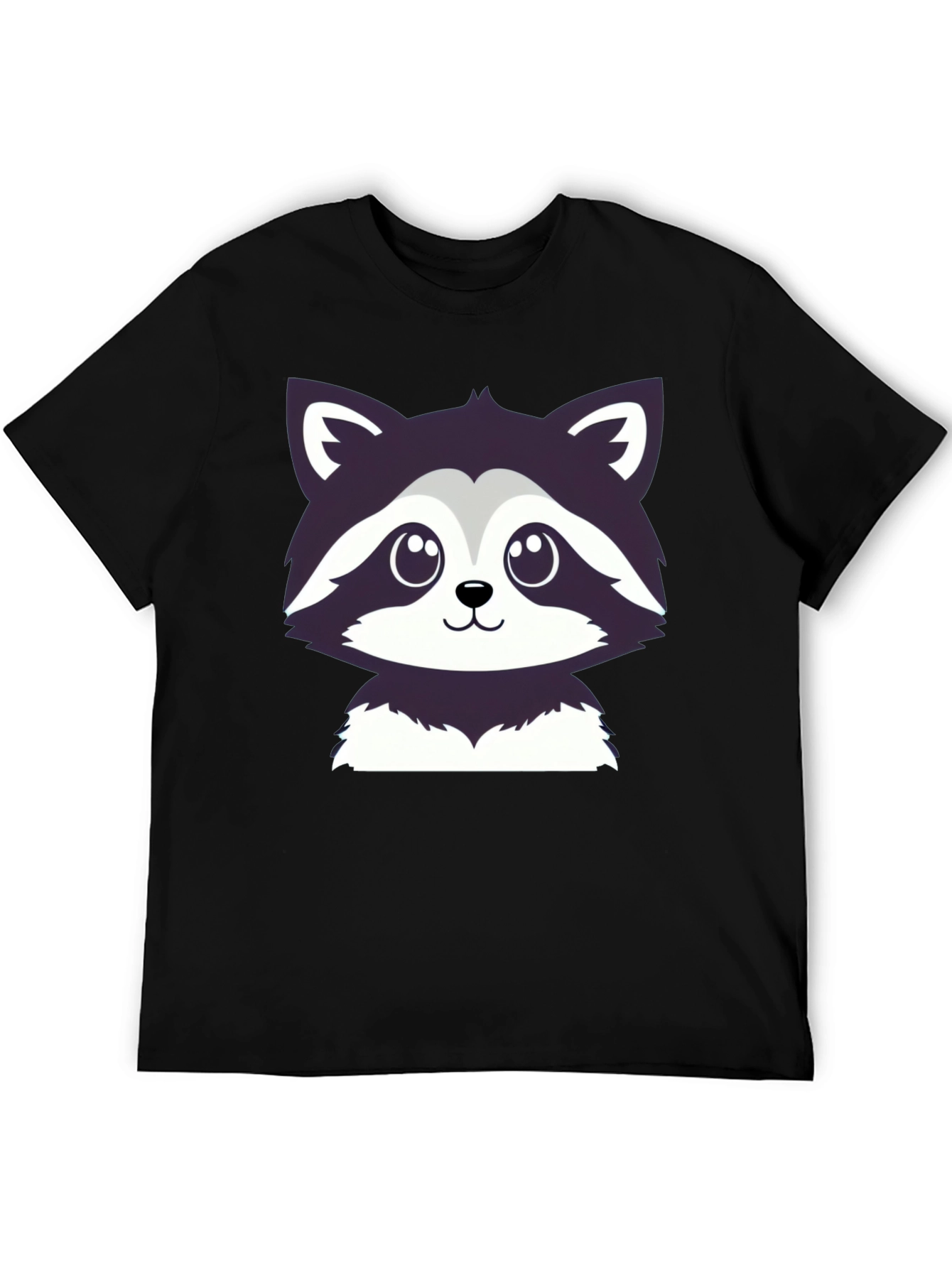 Black Cute Raccoon Graphic Tee - Soft Cotton Blend view 5
