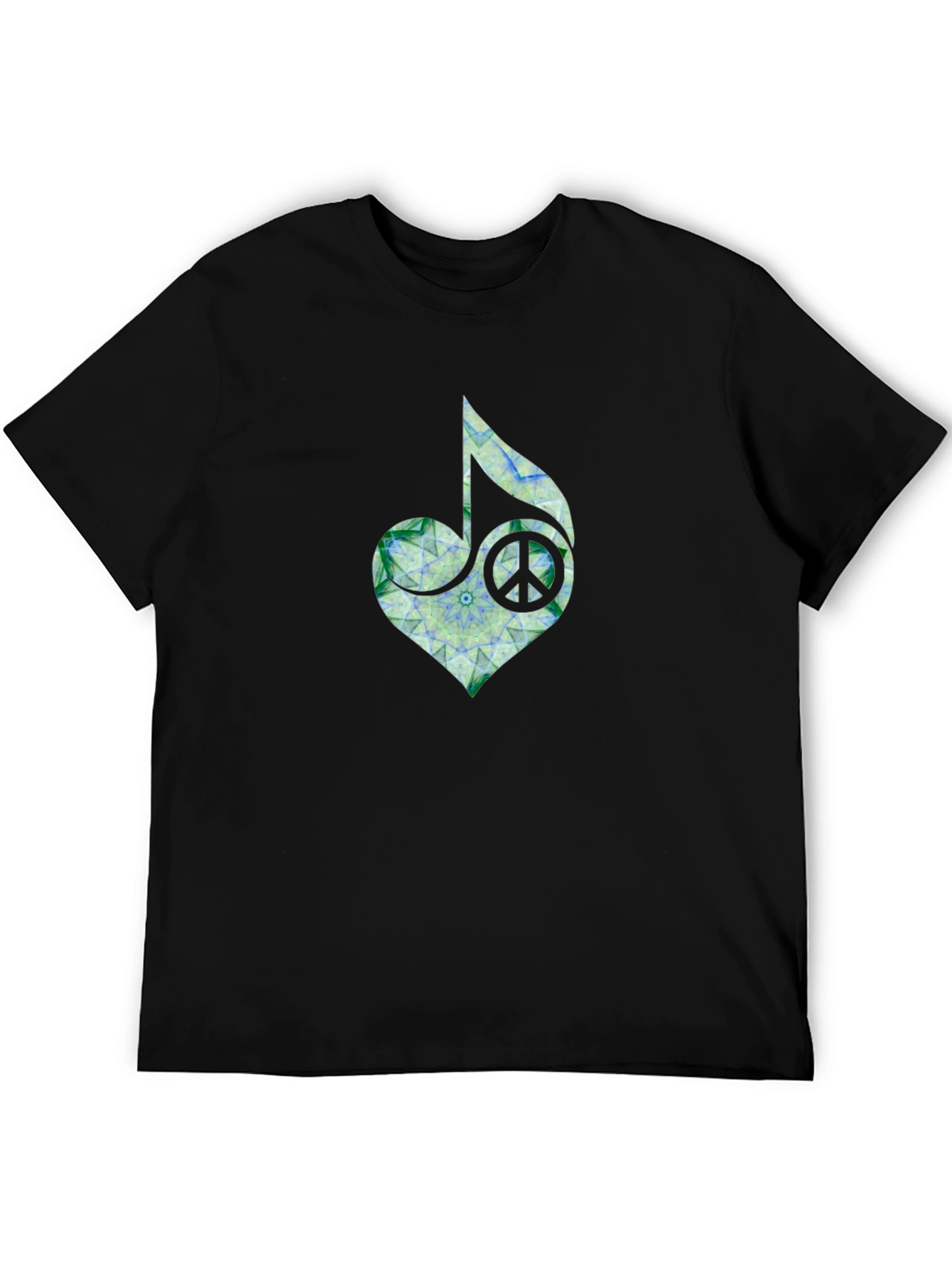 Black Peace Heart Music Note T-Shirt - Black view 5