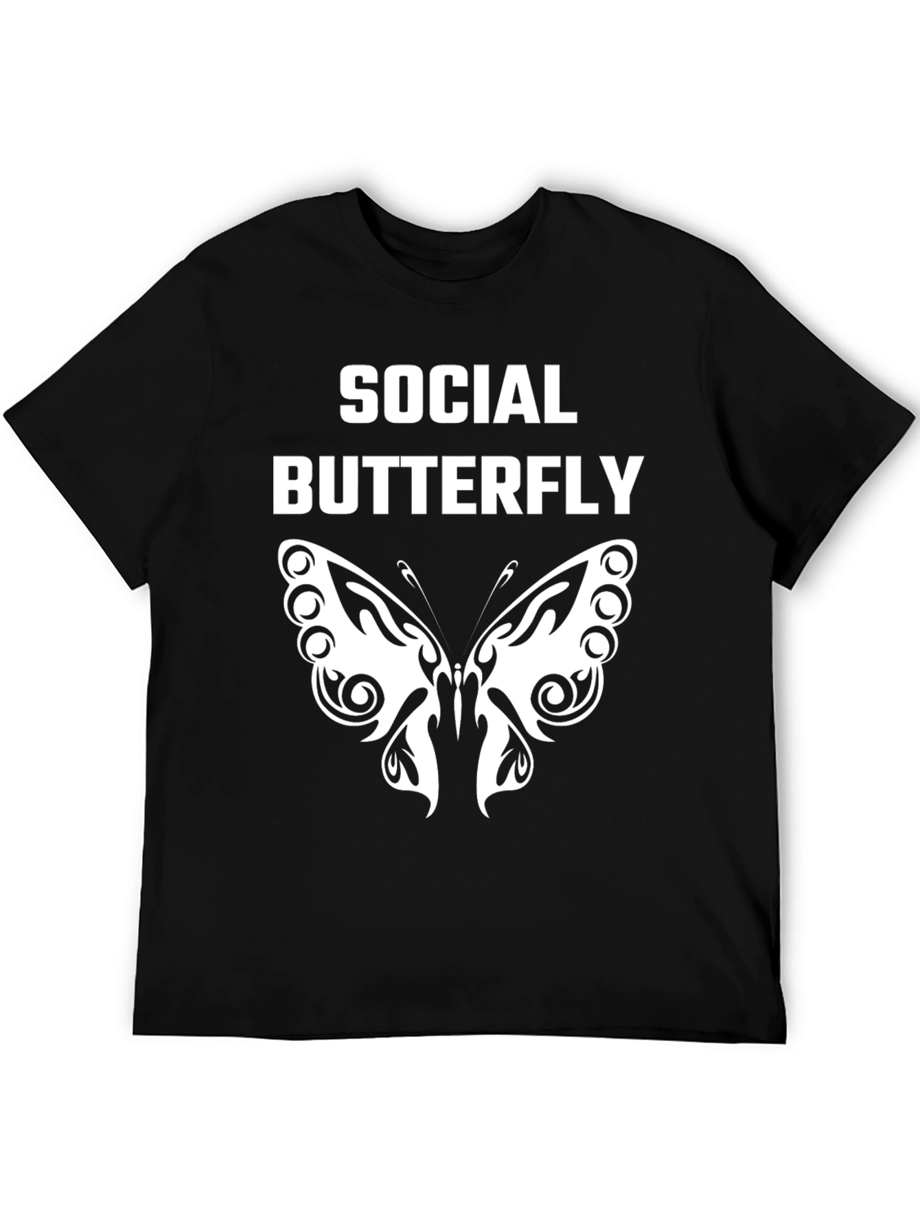 Black Social Butterfly Graphic Tee - Trendy Casual Wear view 5