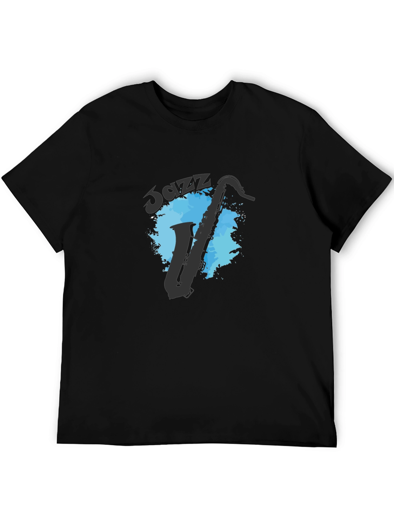 Black Cool Jazz Saxophone Graphic T-Shirt - Black view 5
